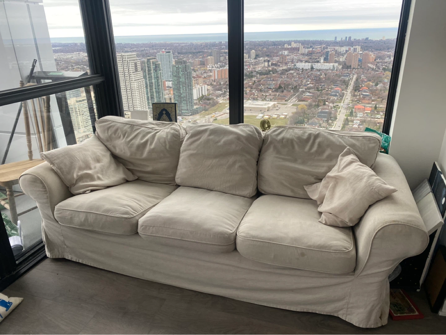 Cream Sofa couch with Slipcover - photo 2