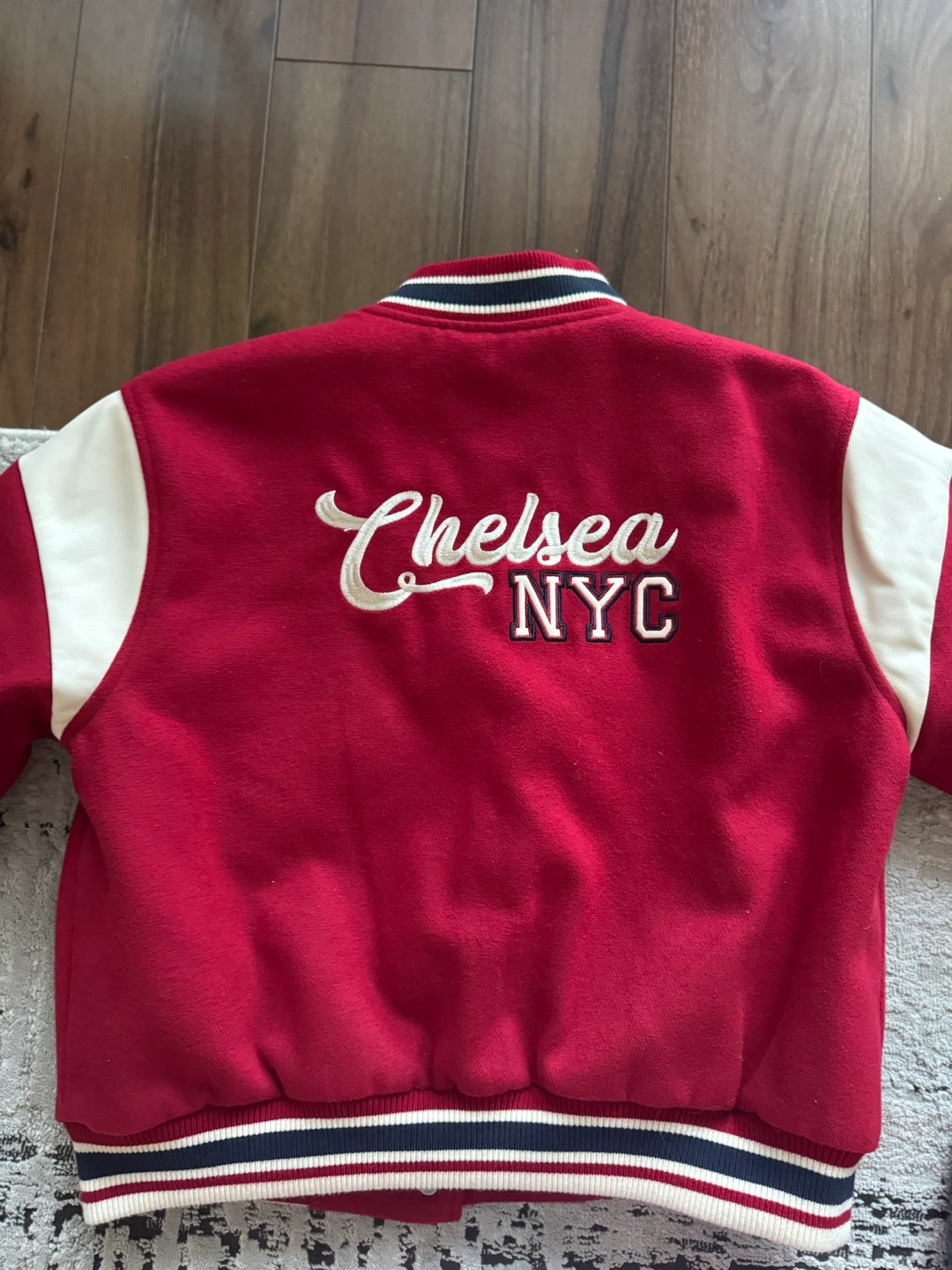Zara Chelsea NYC Varsity Jacket Red White Size 9-10 Years