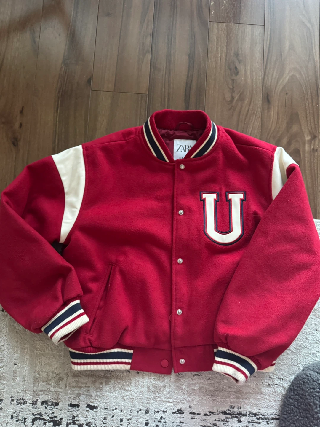 Zara Chelsea NYC Varsity Jacket Red White Size 9-10 Years - photo 2