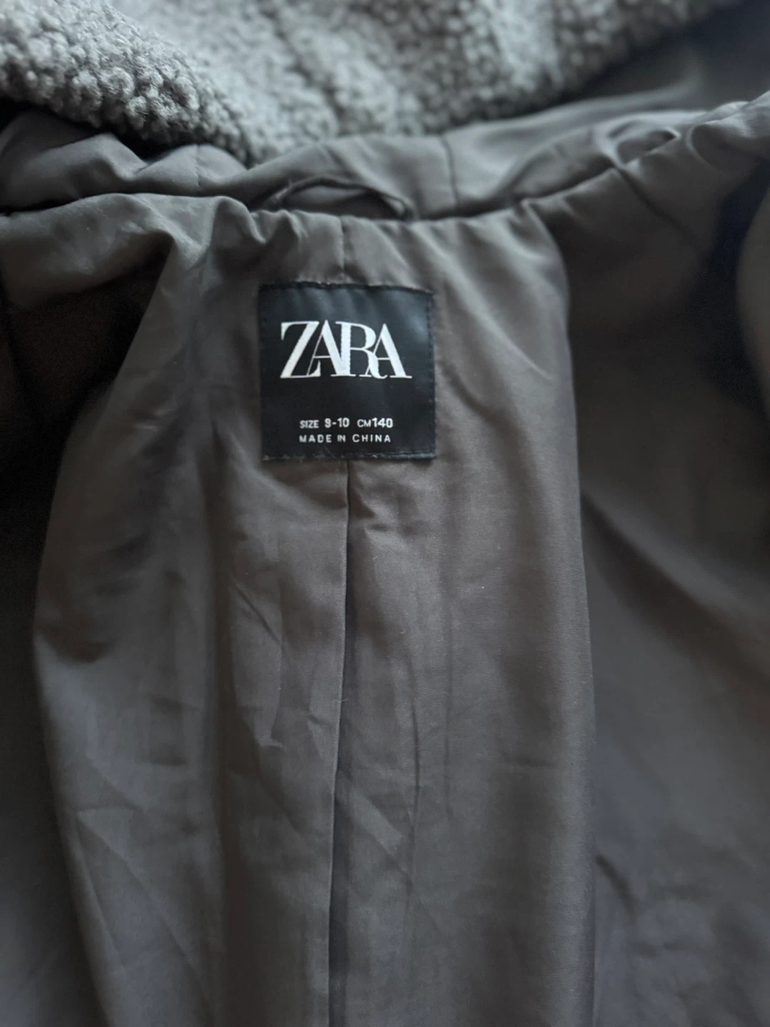 Zara Teddy Fleece Lined Hooded Jacket Grey Size 9-10 - photo 3