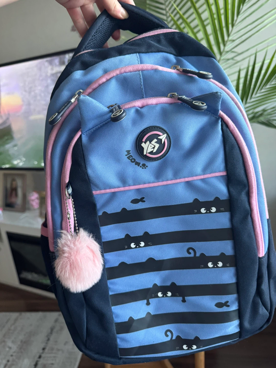 Blue and Pink Cat Backpack