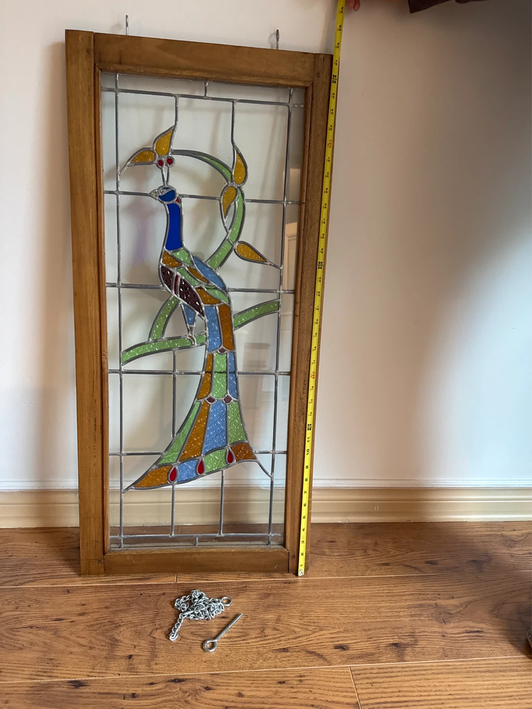 Stained Glass Peacock Window Panel