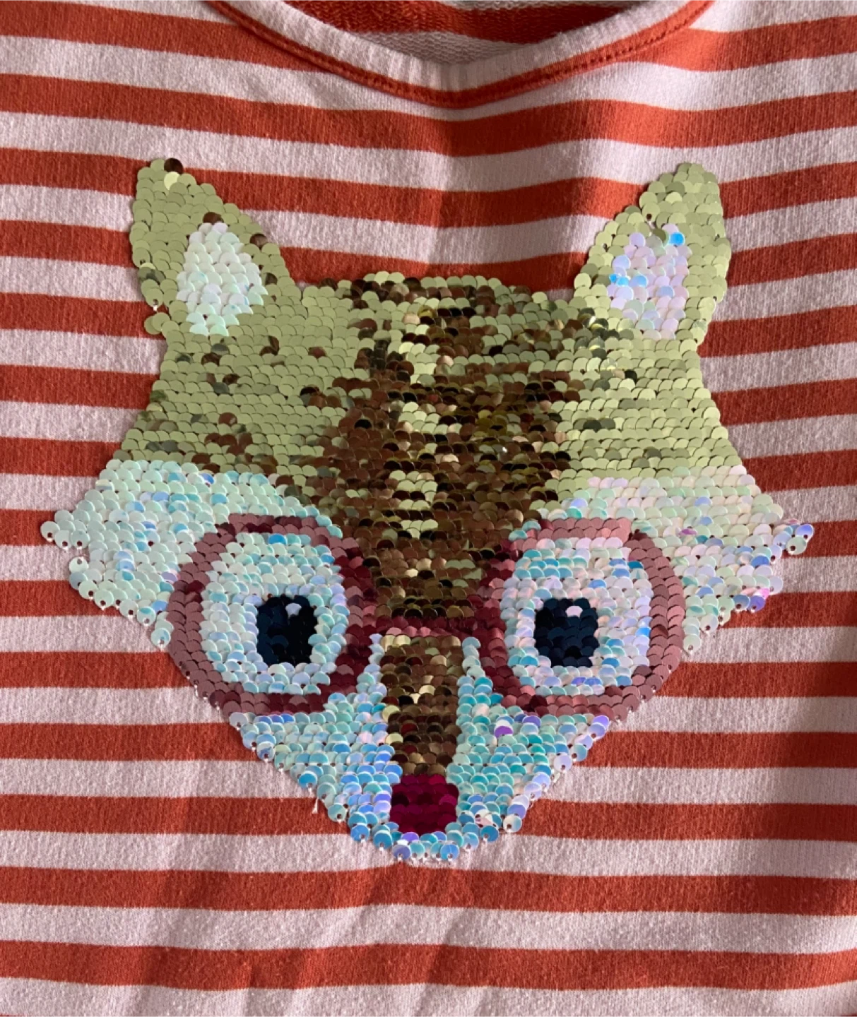 EUC: Cat & Jack Girls Striped Fox Flip Sequin Dress XL (14-16) - photo 3