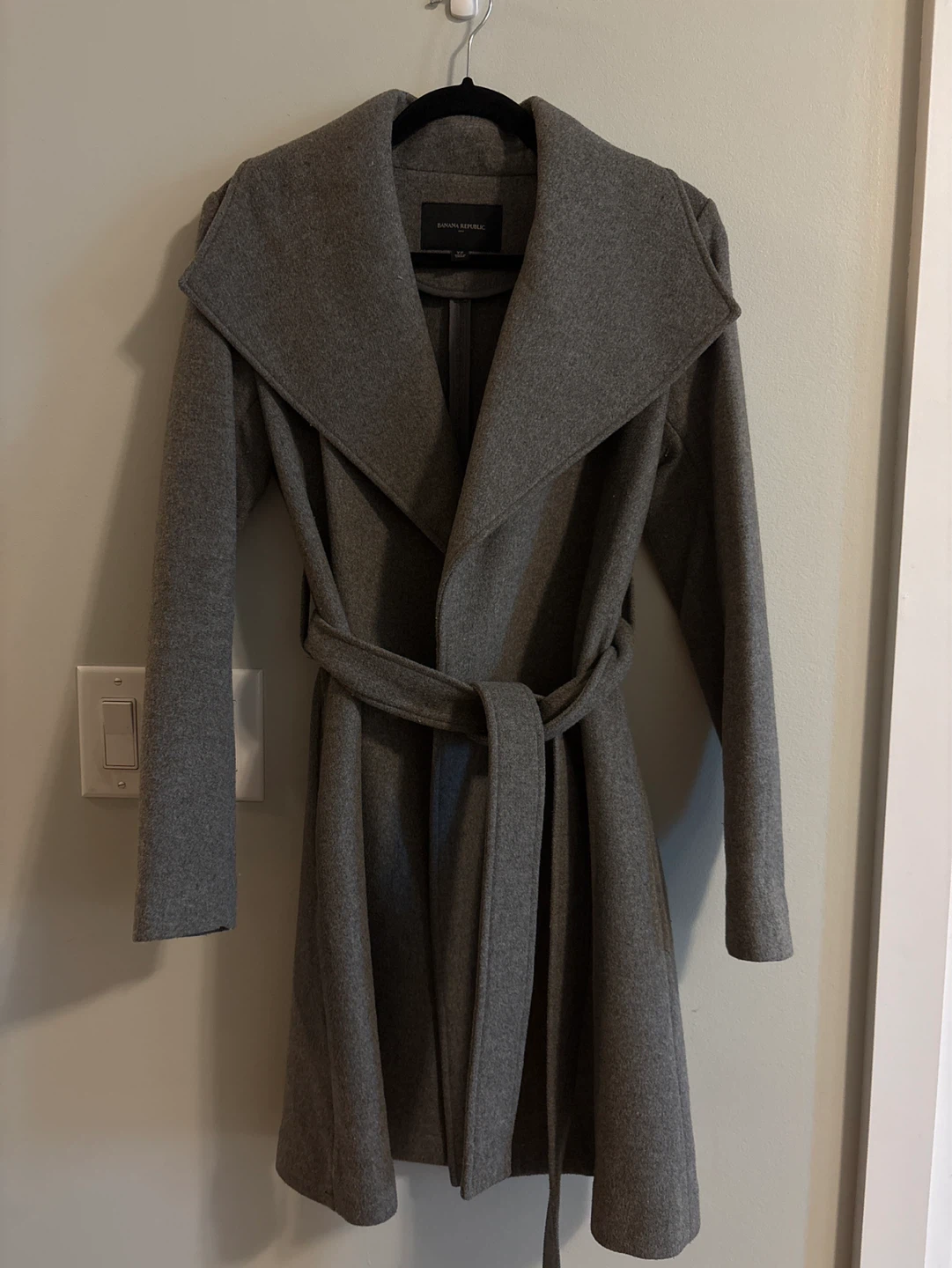 Banana Republic Grey Wool Blend Wrap Coat XS