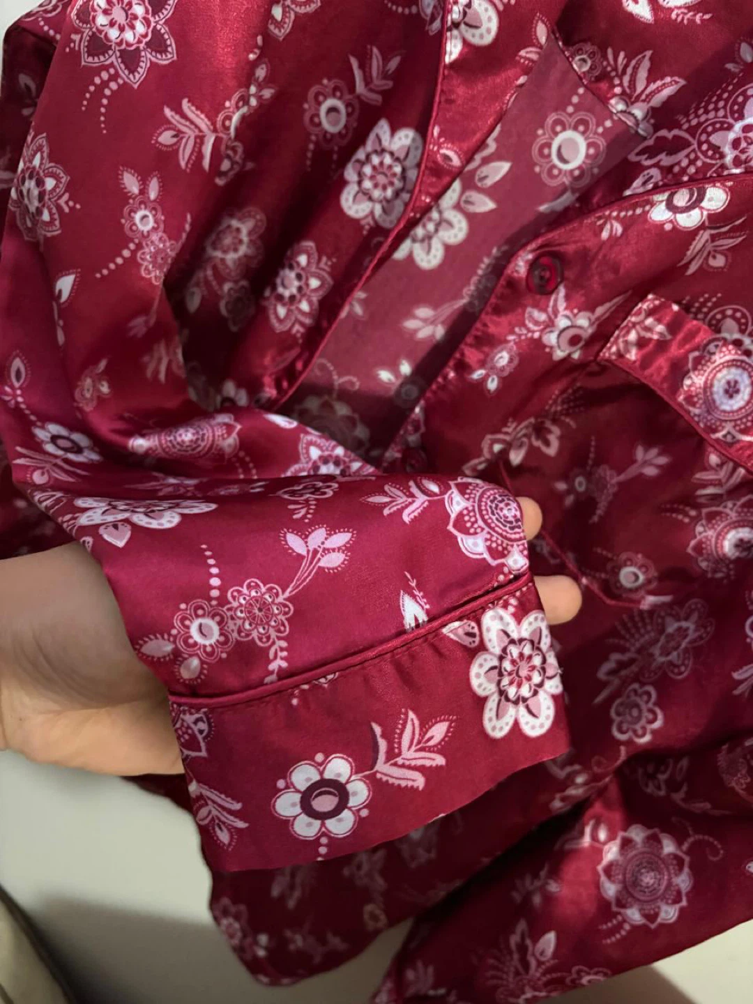 Women's Floral Satin Top - Red - photo 4