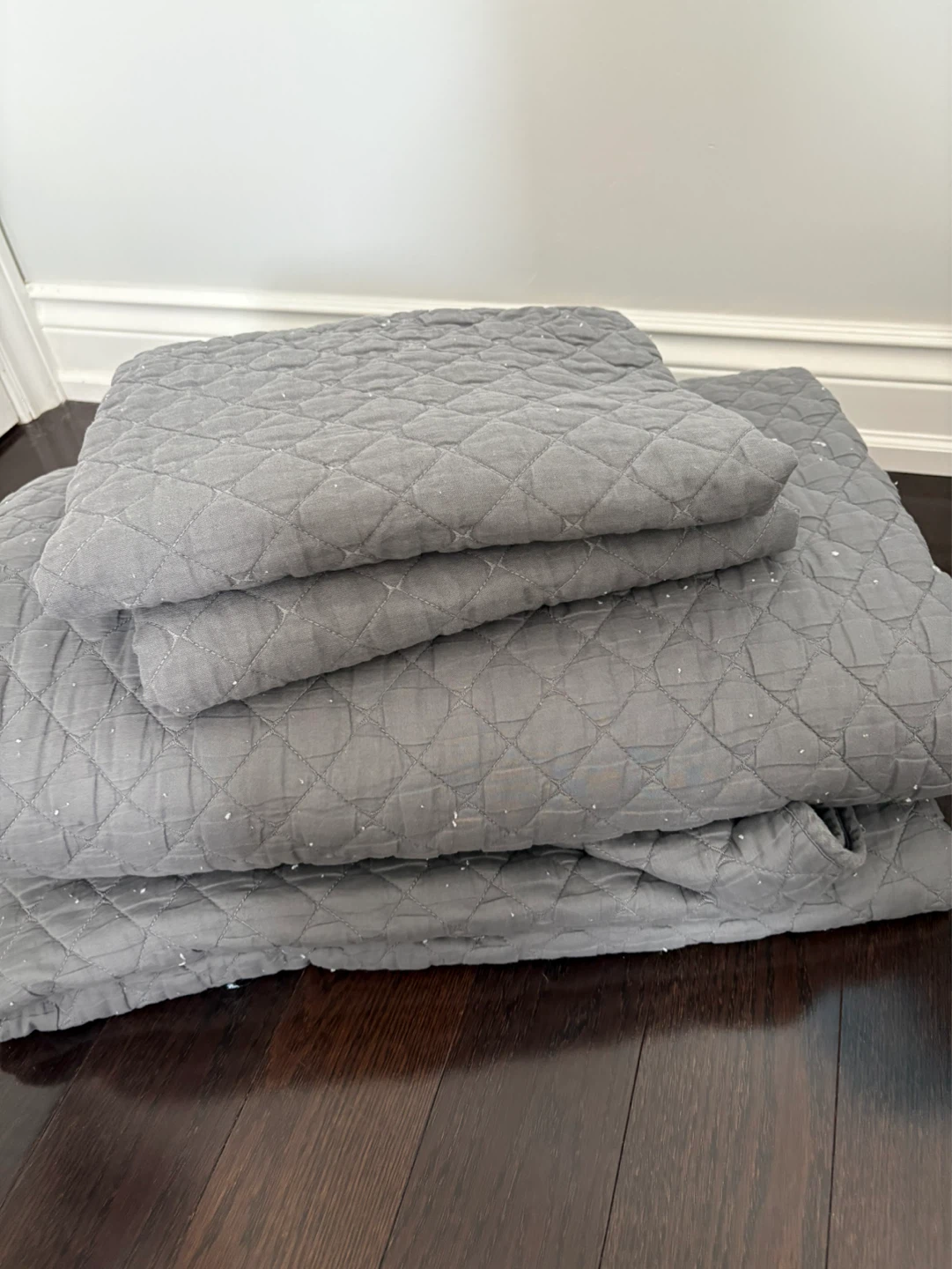Grey Quilted Bedding Set