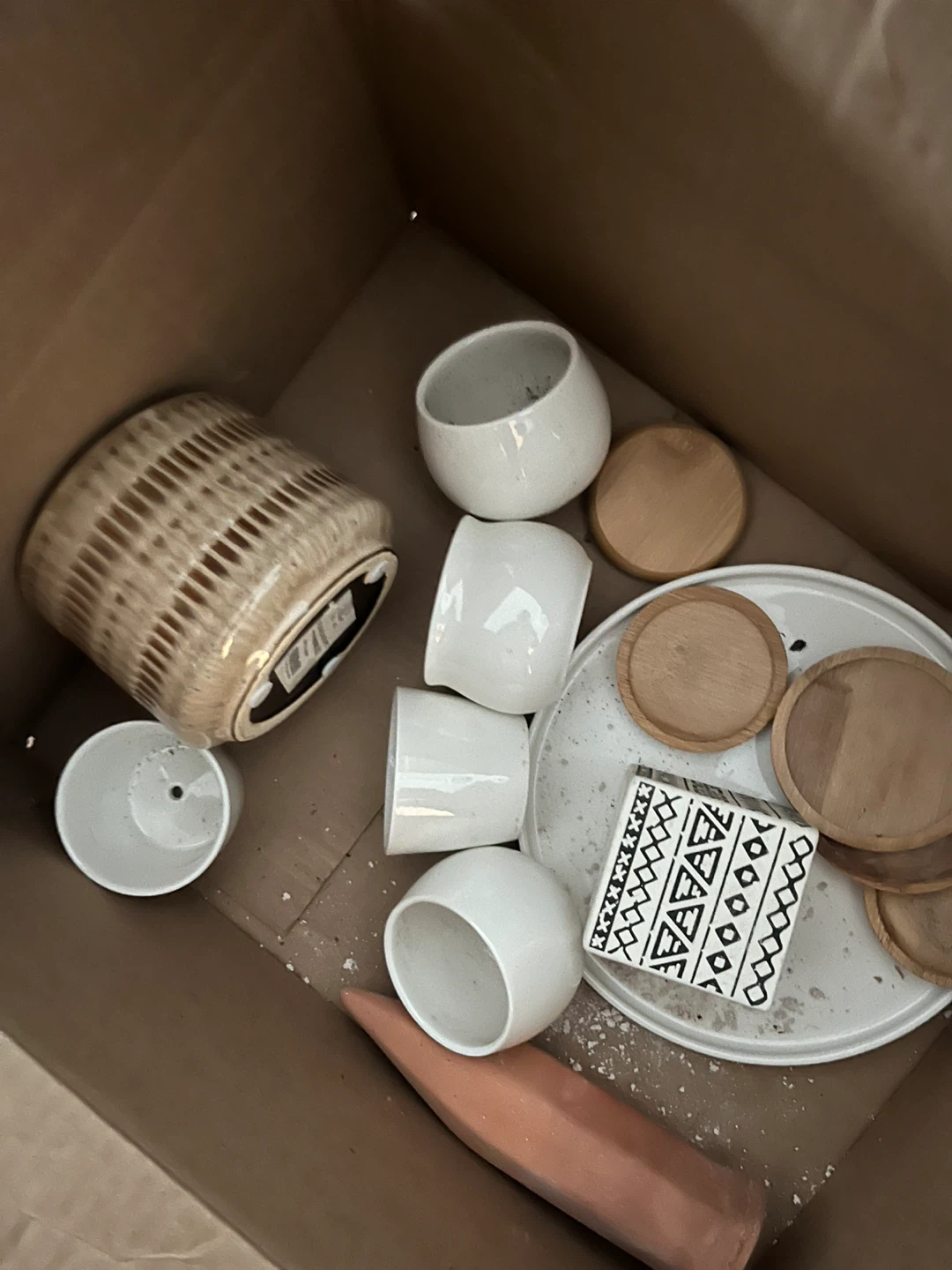 Set of tiny Ceramic Plant Pots with Saucers