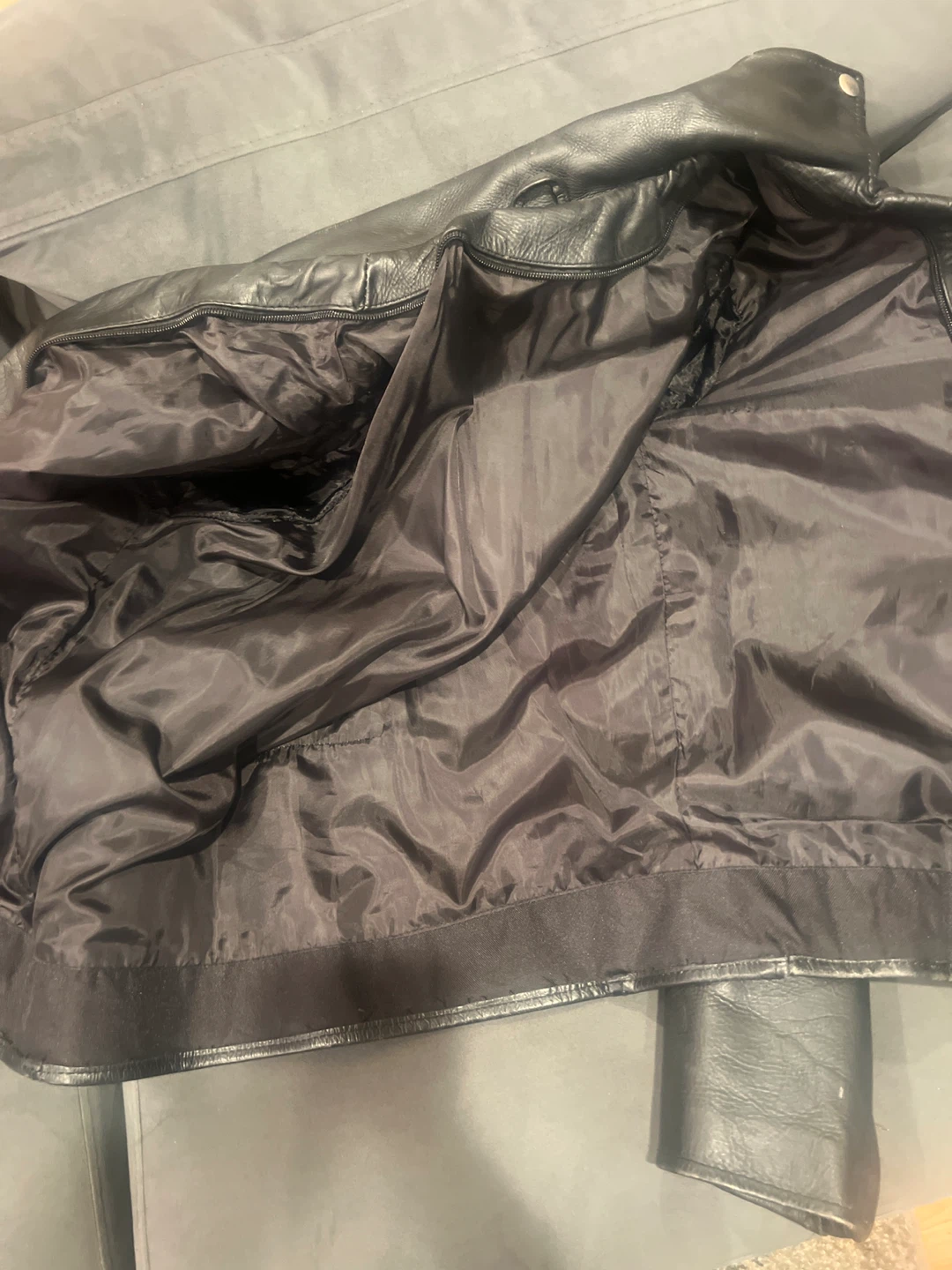 Black Leather Motorcycle Jacket - photo 3