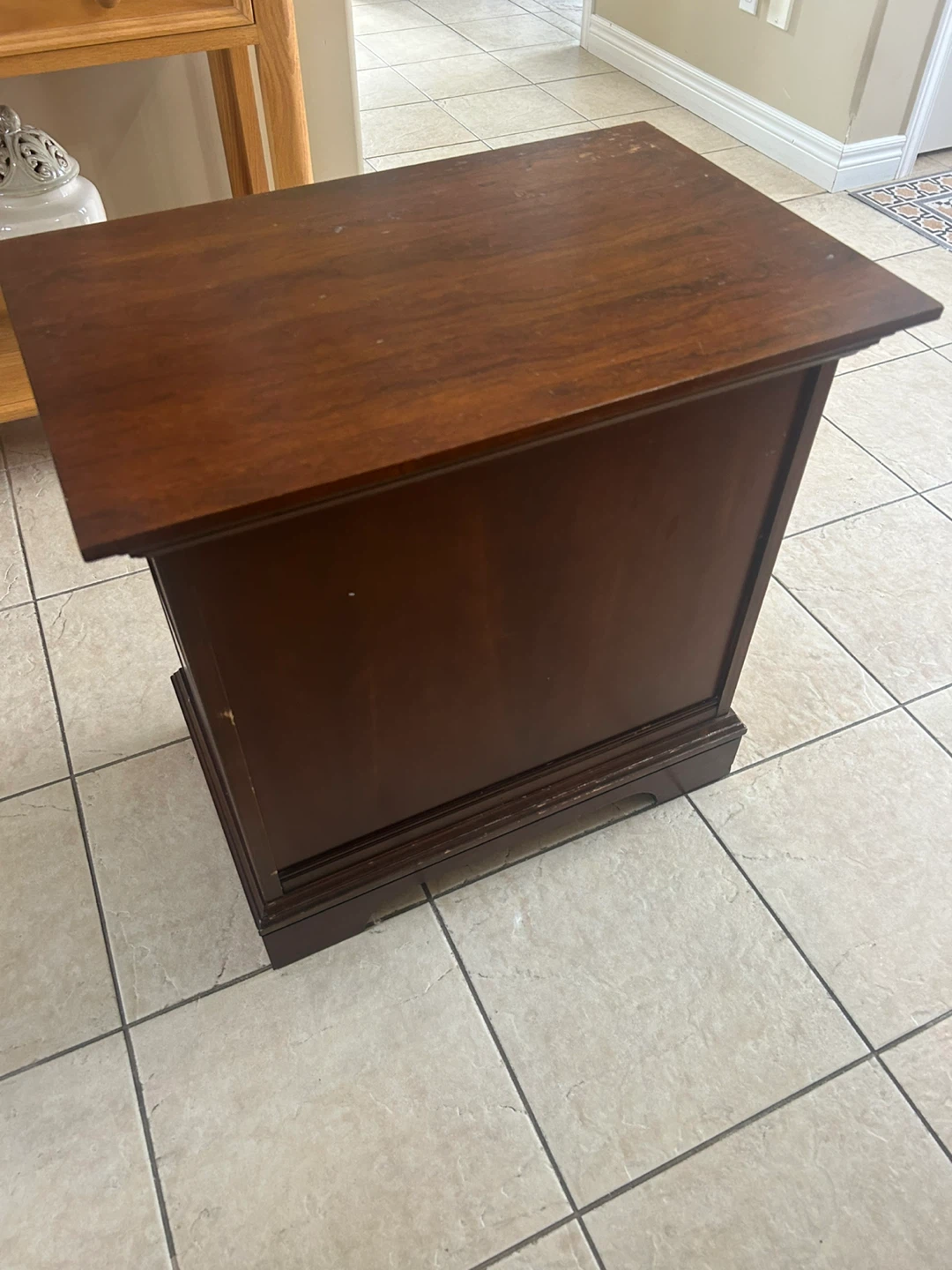 Dark Wood Accent Cabinet with Embossed Door Panel