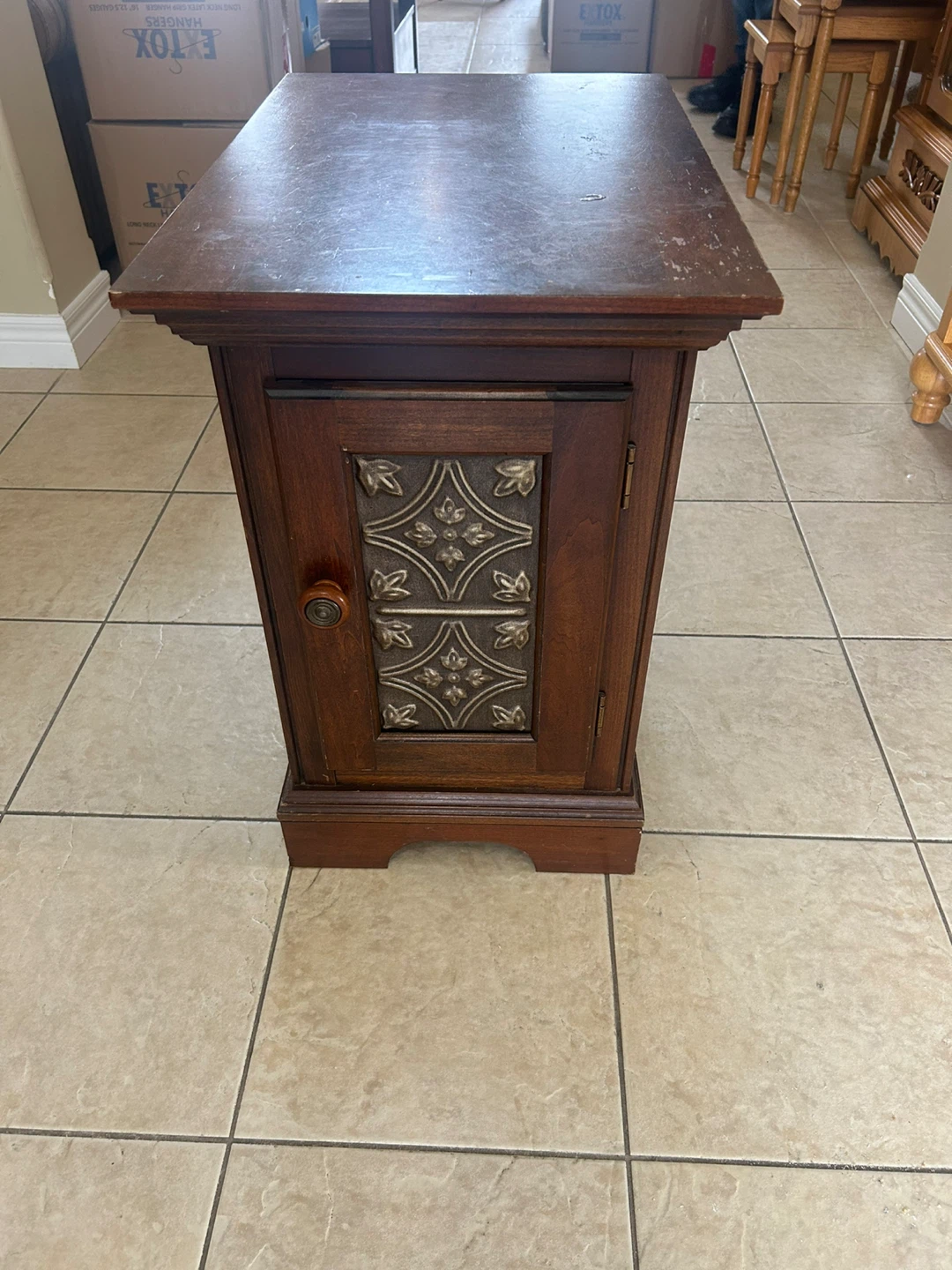 Dark Wood Accent Cabinet with Embossed Door Panel - photo 3