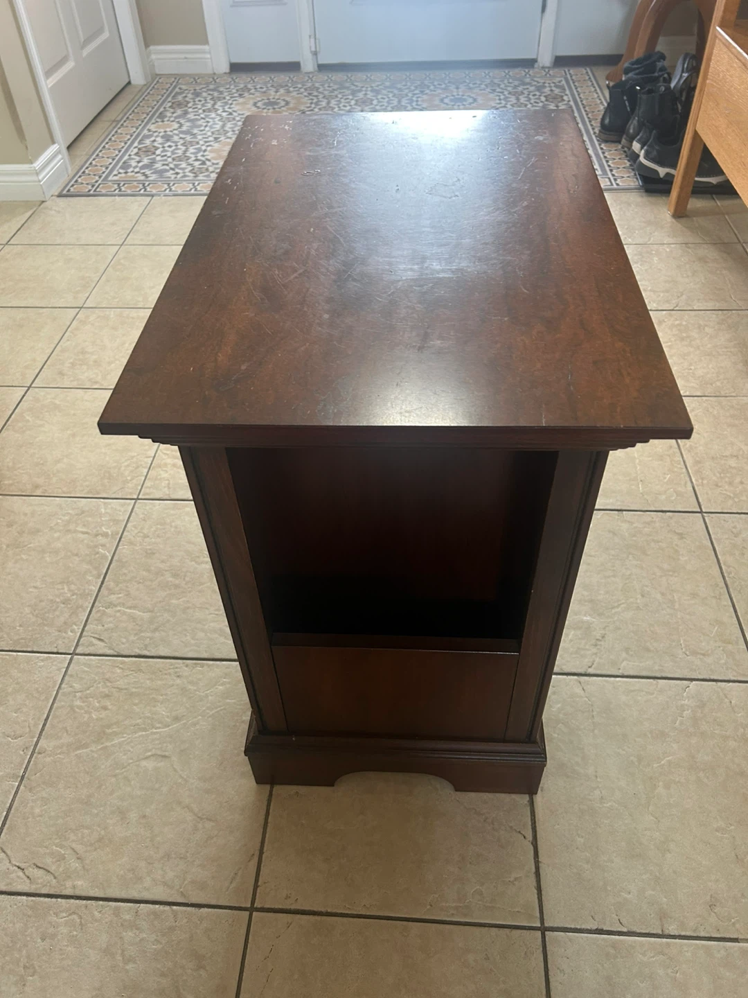 Dark Wood Accent Cabinet with Embossed Door Panel - photo 2