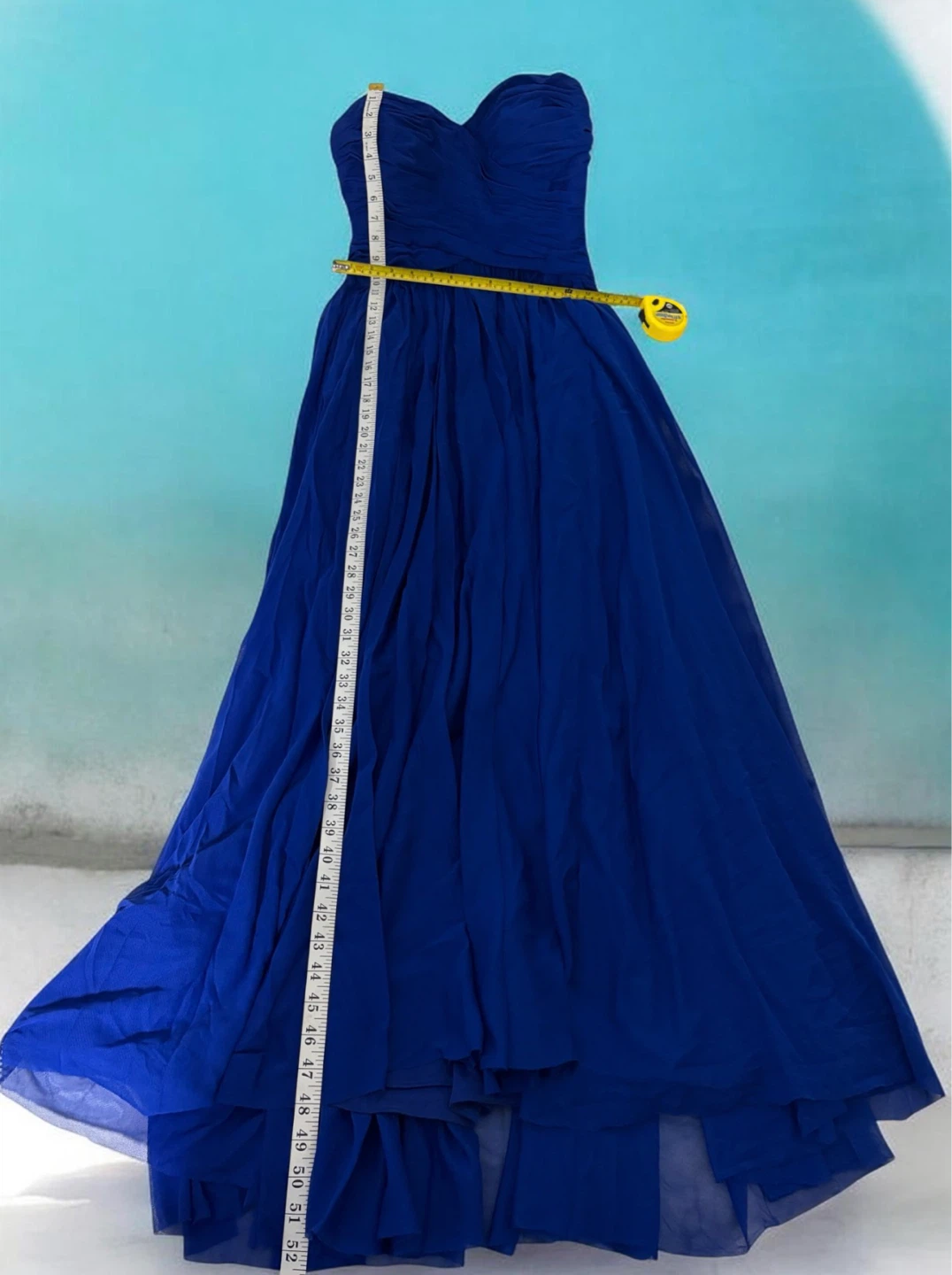 Royal Blue Strapless Chiffon Gown - Size M - photo 4