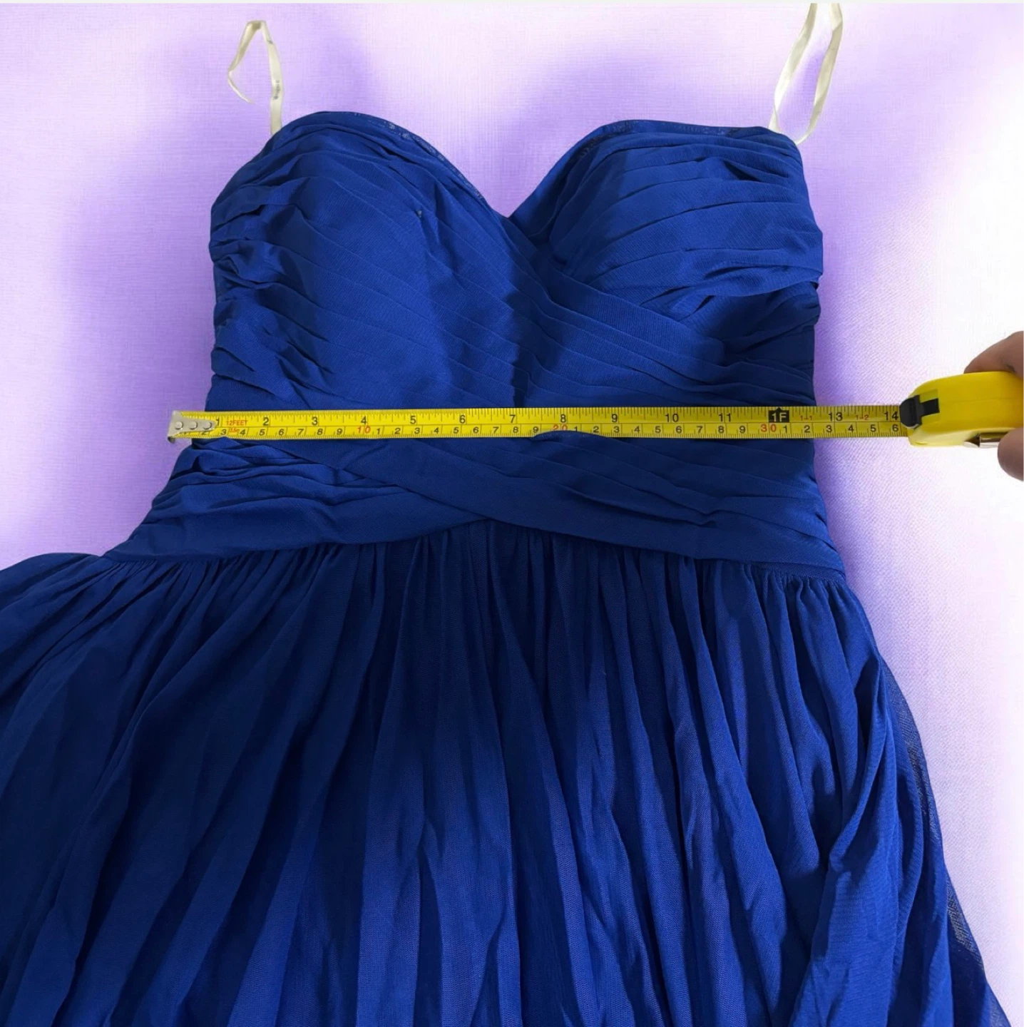 Royal Blue Strapless Chiffon Gown - Size M - photo 5
