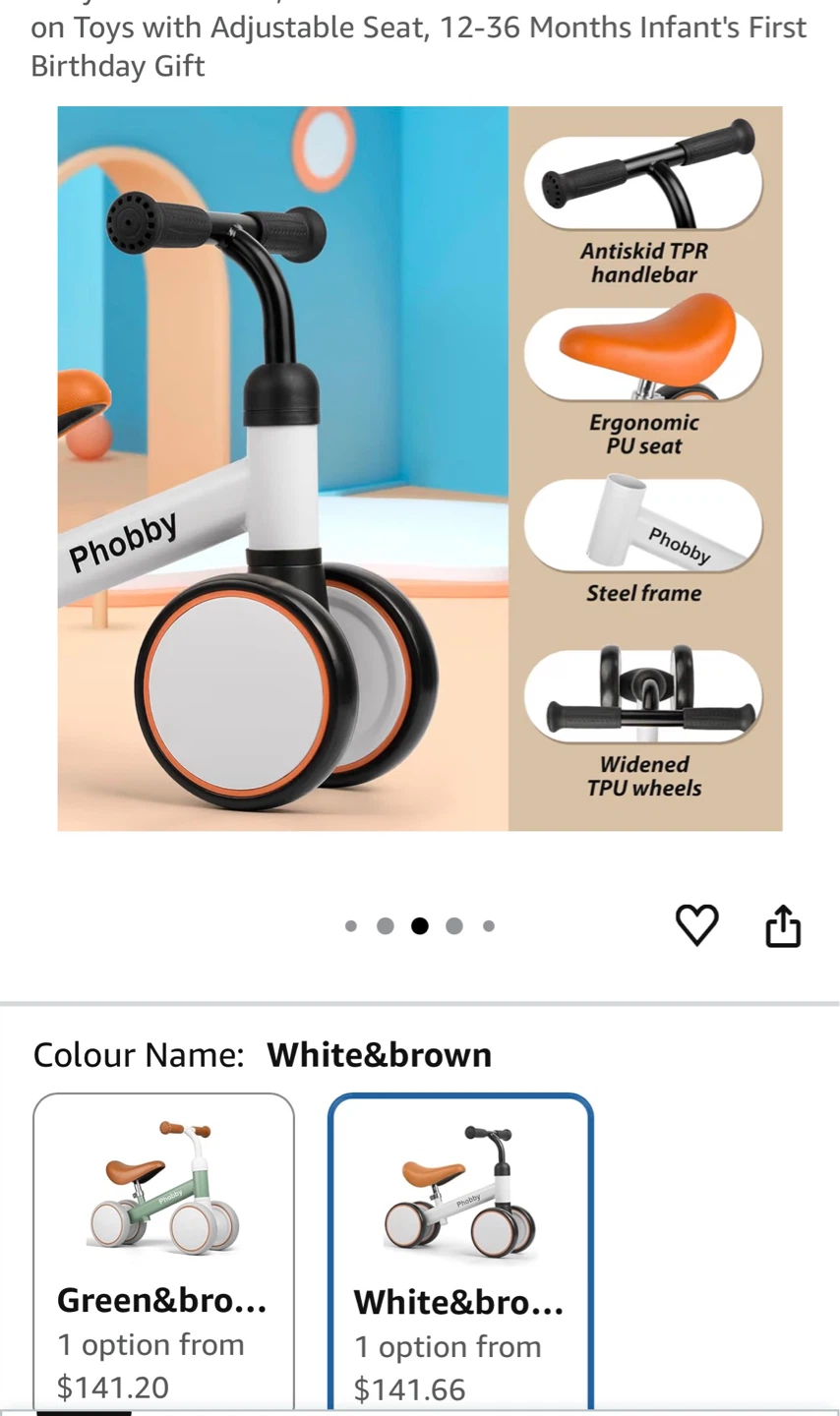 Phobby Balance Bike - White & Brown - photo 3