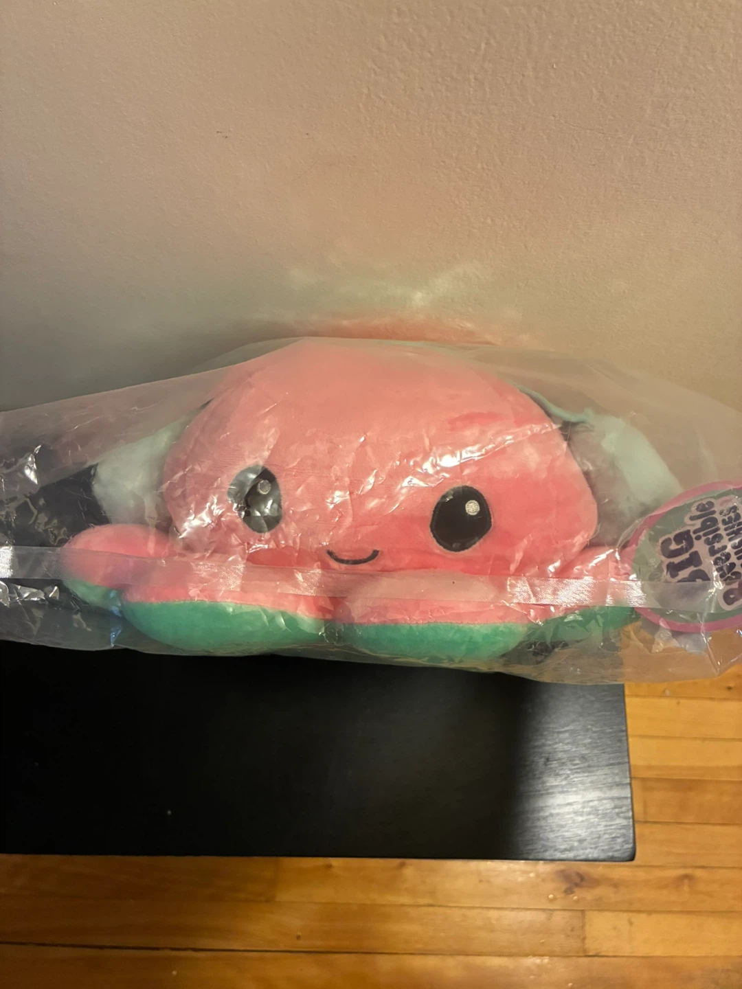TeeTurtle Big Reversible Plushy - Pink/Green Octopus
