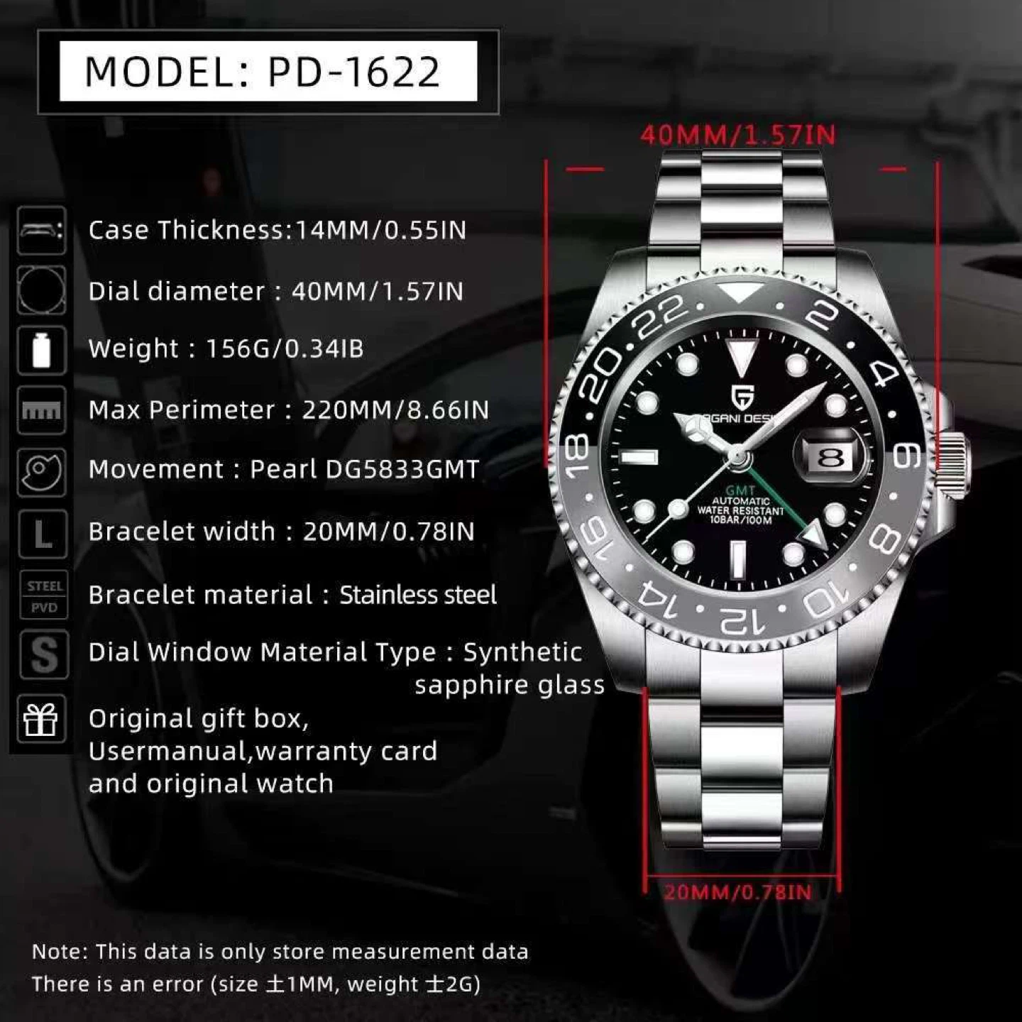 Pagani Design PD-1622 Automatic GMT Watch - photo 2