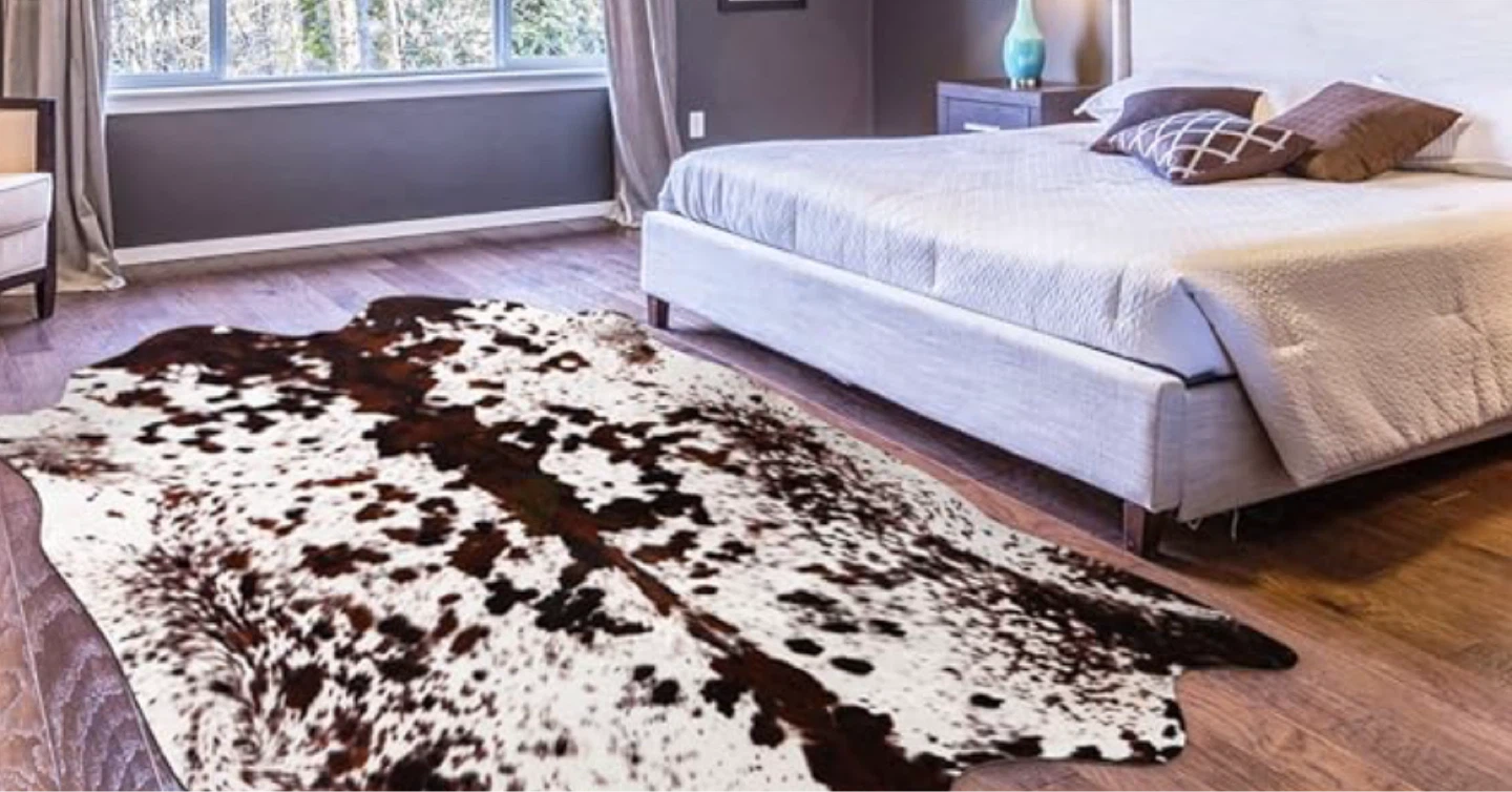 Faux Cowhide Area Rug - Brown and White - photo 3