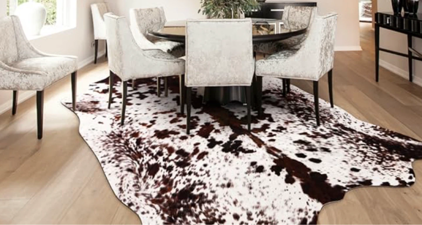 Faux Cowhide Area Rug - Brown and White - photo 2