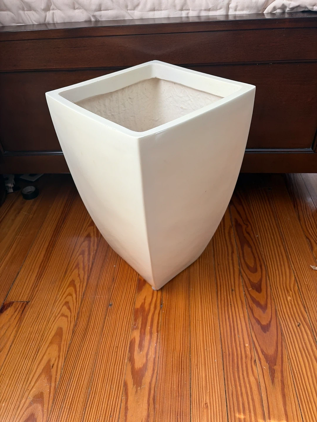White Square Tapered Planter Pot