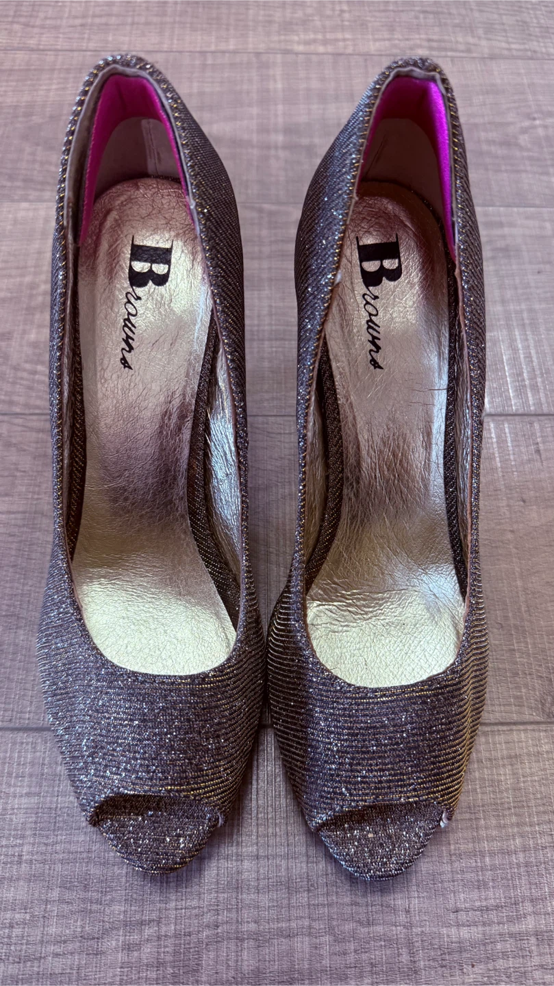 Browns Glitter Peep-Toe Heels