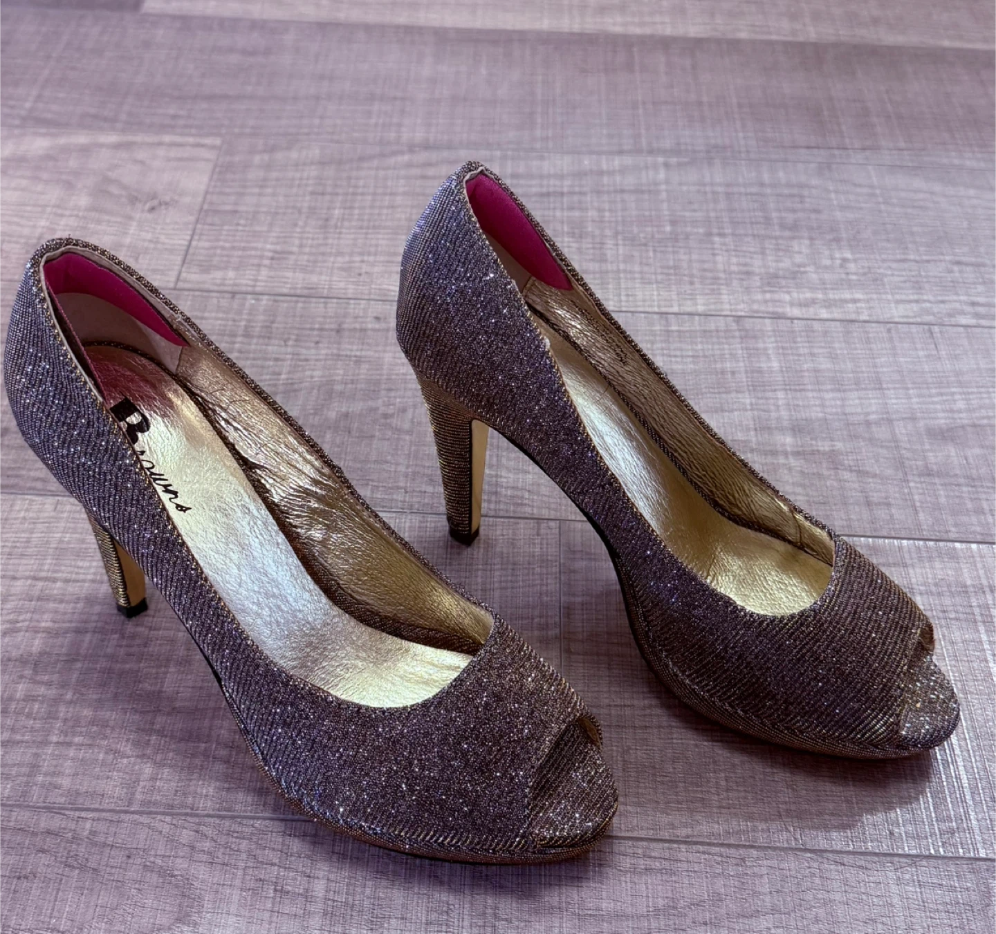 Browns Glitter Peep-Toe Heels - photo 3