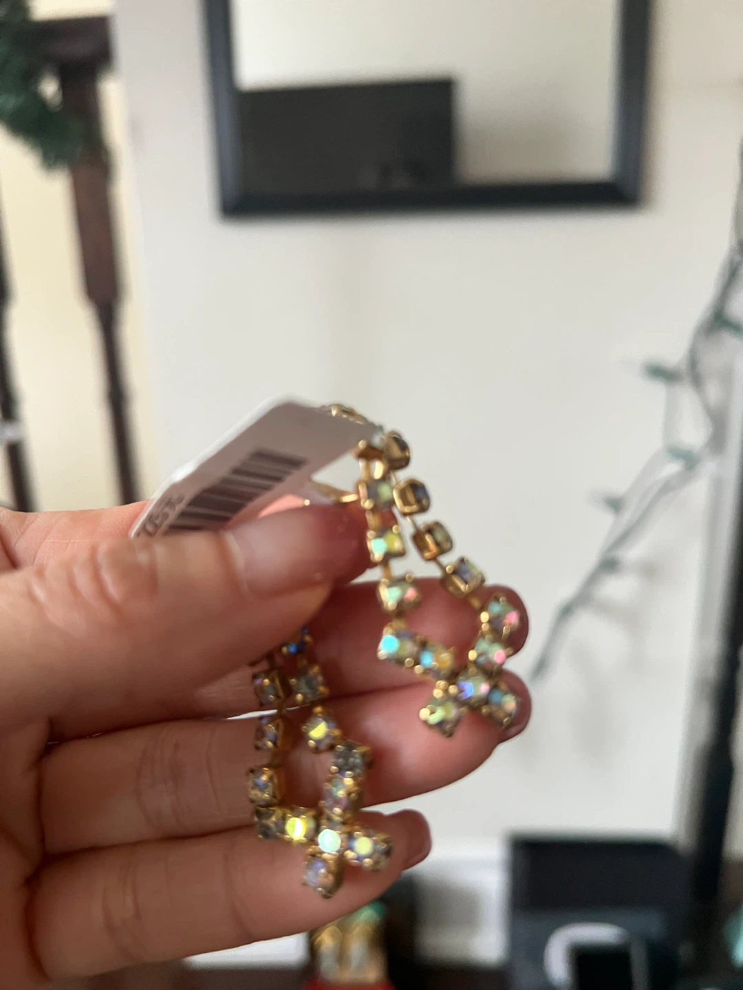 Gold-tone Rhinestone Dangle Earrings - photo 2