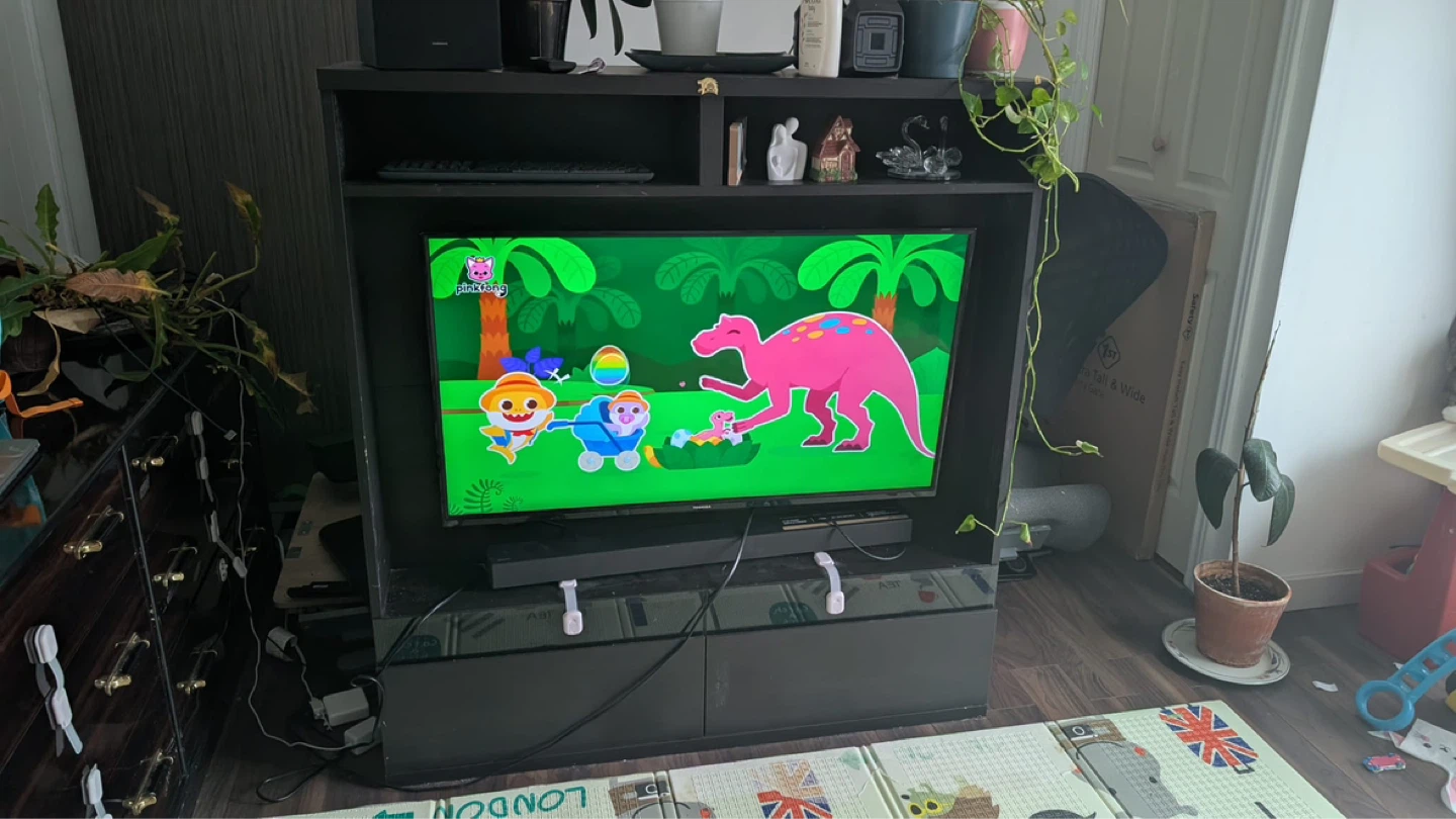 Black TV Stand with Media Storage