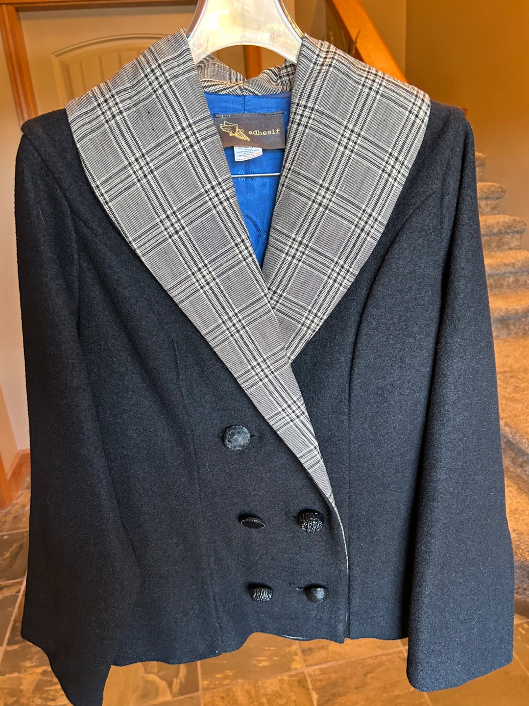 Adhesif Black & Plaid Blend Blazer Size 8