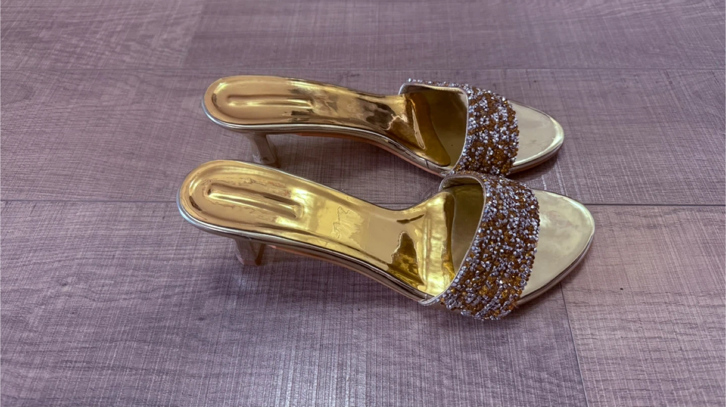 Gold Rhinestone Slide Heels - photo 3