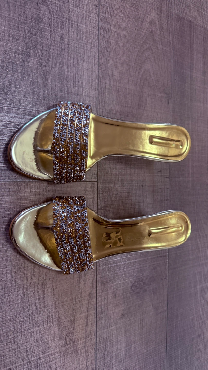 Gold Rhinestone Slide Heels - photo 2