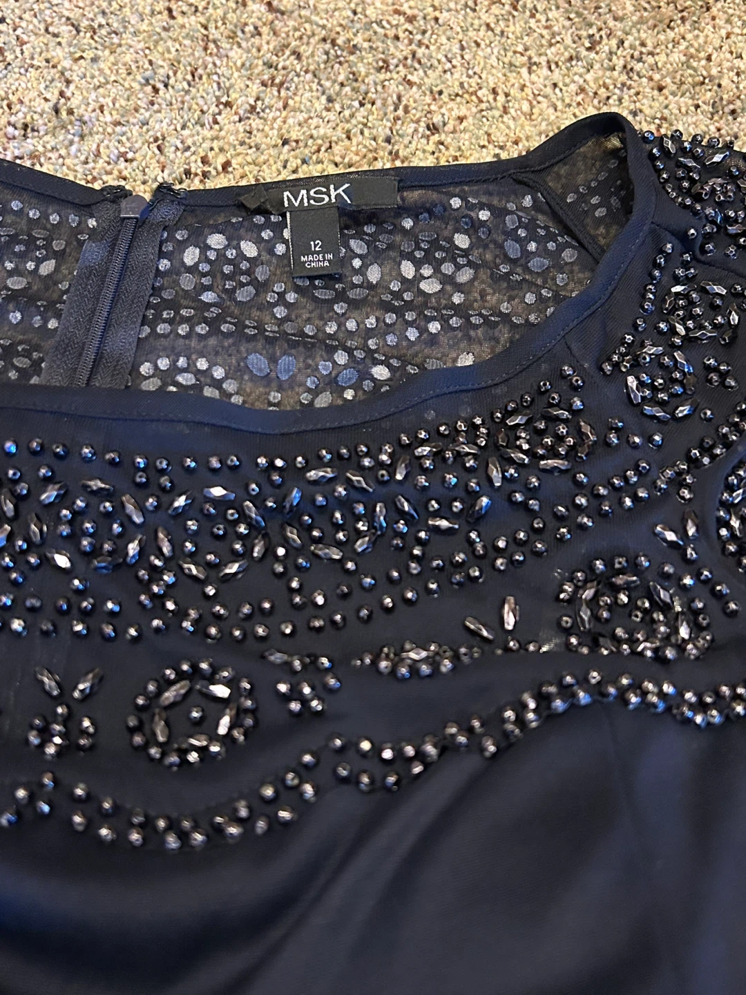 MSK Women's Navy Beaded Cap Sleeve Dress Size 12 - photo 3