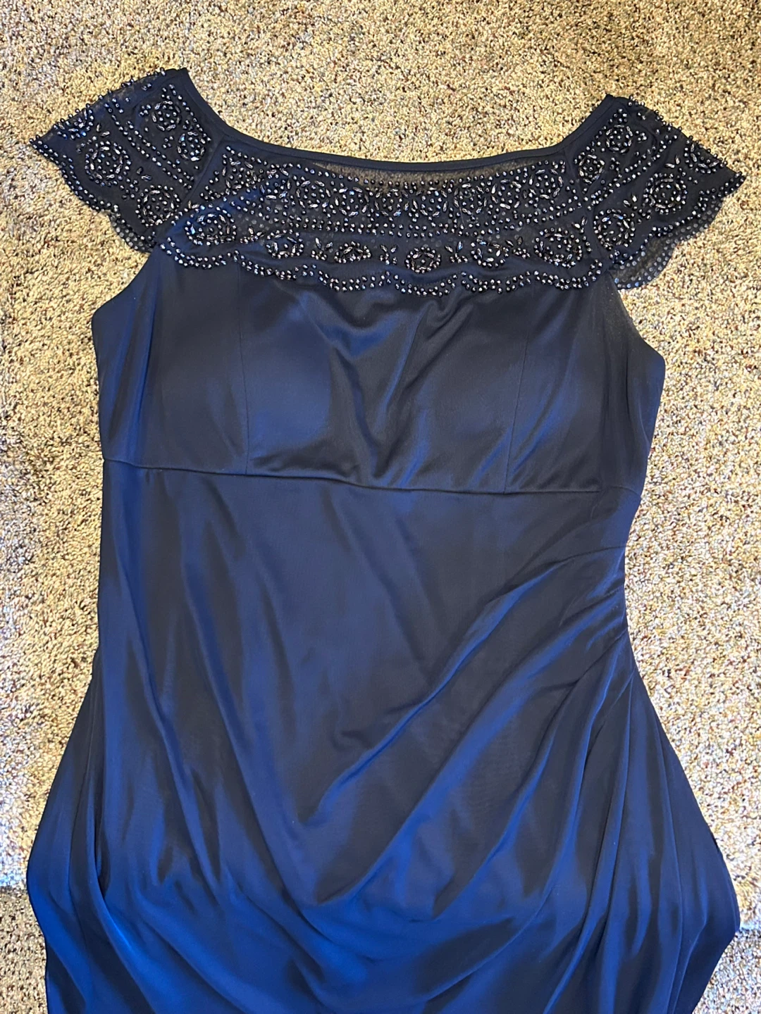 MSK Women's Navy Beaded Cap Sleeve Dress Size 12