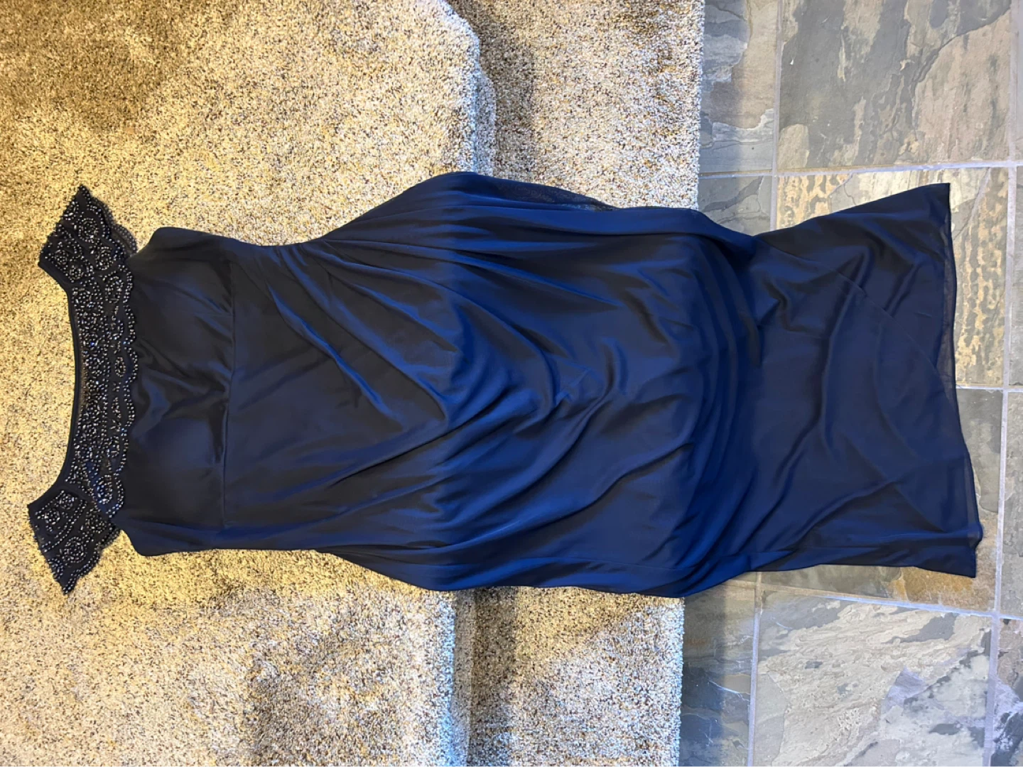 MSK Women's Navy Beaded Cap Sleeve Dress Size 12 - photo 2