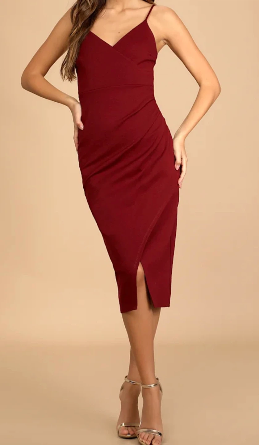 Red Spaghetti Strap Wrap Dress - photo 2
