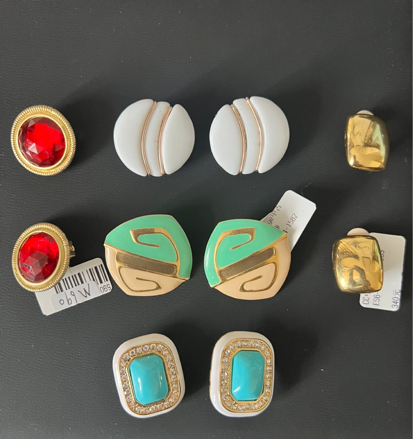 Assorted Costume Earrings - Gold, Red, White, Teal