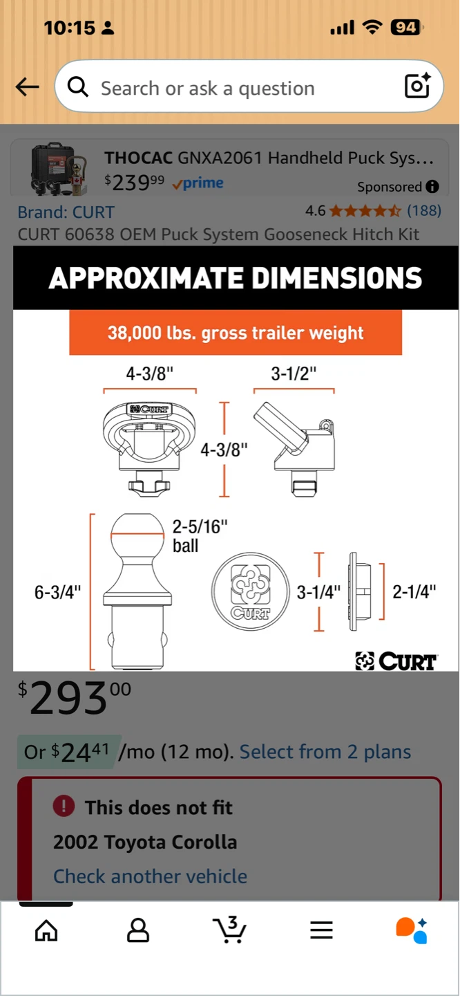 CURT 60638 OEM Puck System Gooseneck Hitch Kit - photo 4