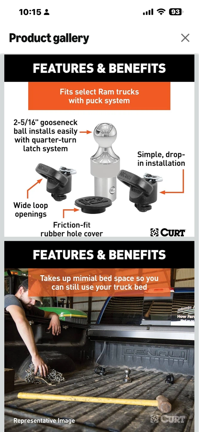 CURT 60638 OEM Puck System Gooseneck Hitch Kit - photo 3