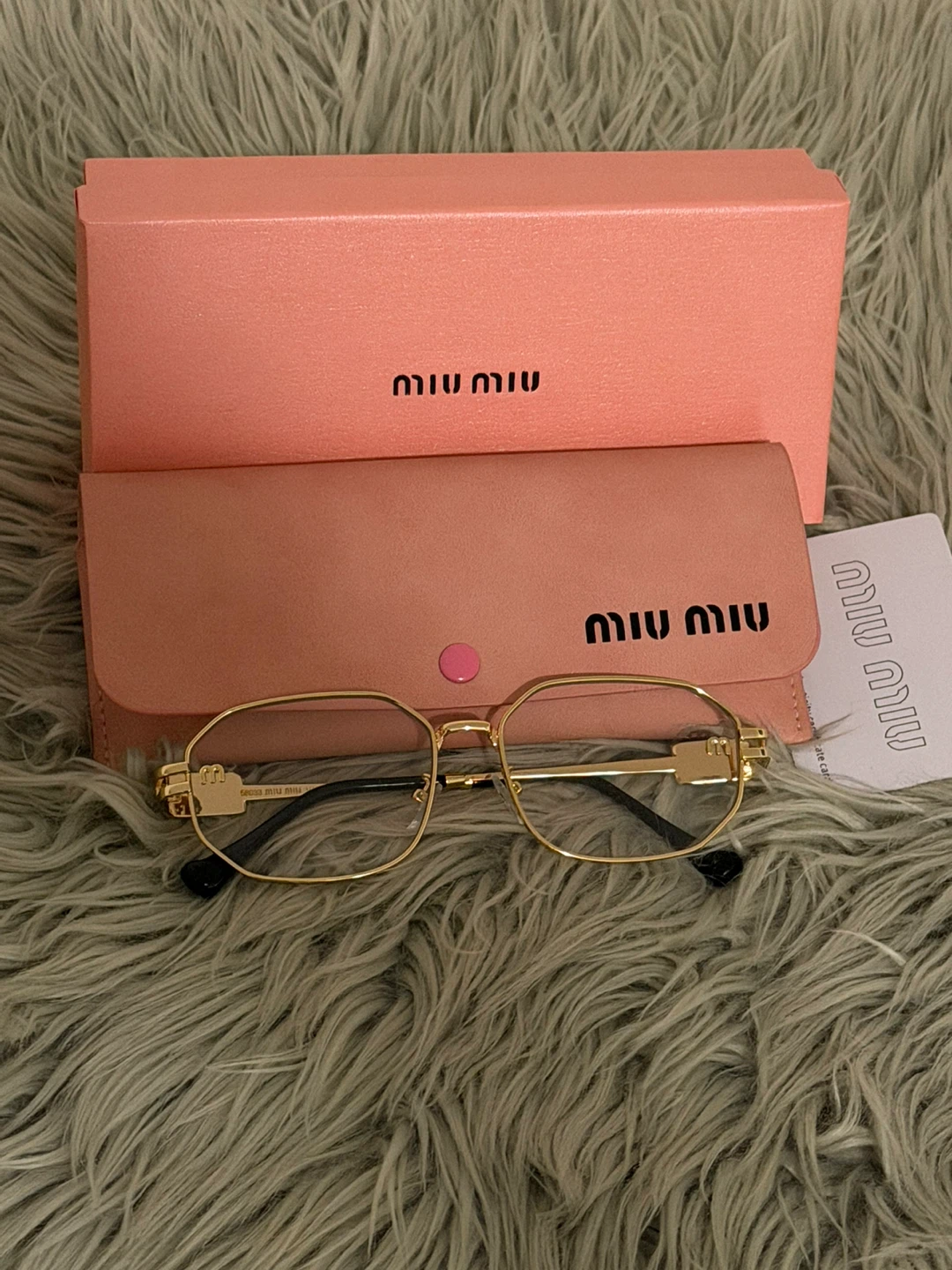 Miu Miu Gold Metal Oval Eyeglasses