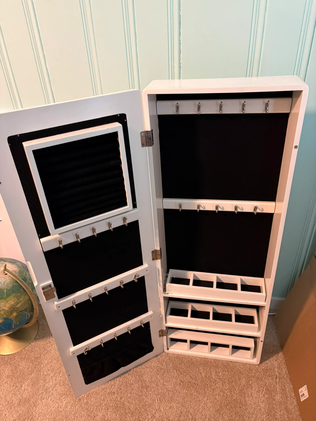 White Jewelry Armoire with Mirror