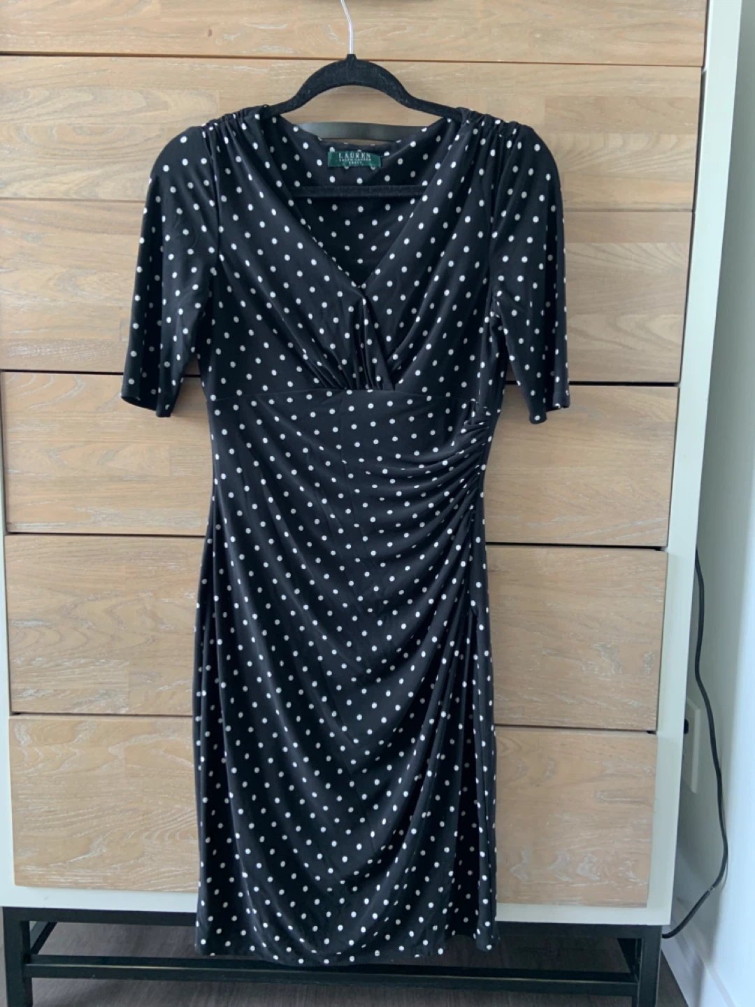 Lauren Ralph Lauren Black Polka Dot Sheath Dress