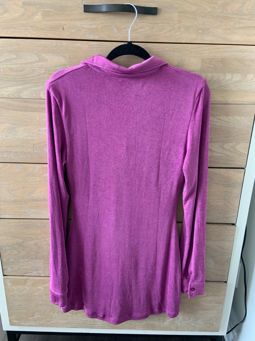 With Jean Ruched Button-Up Shirt Dress - Purple - Size M - photo 5