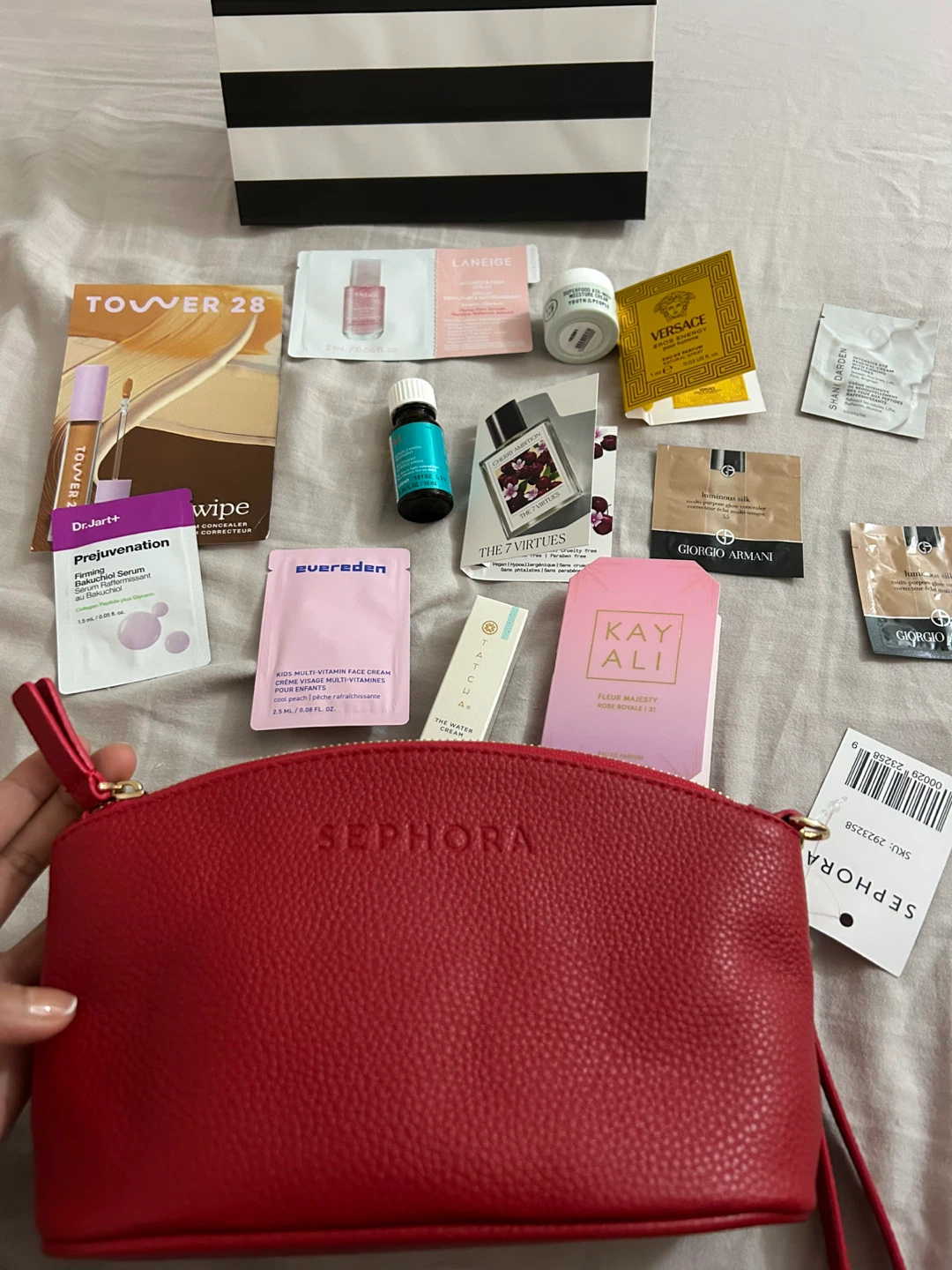 Sephora Red Cosmetic Pouch with Samples