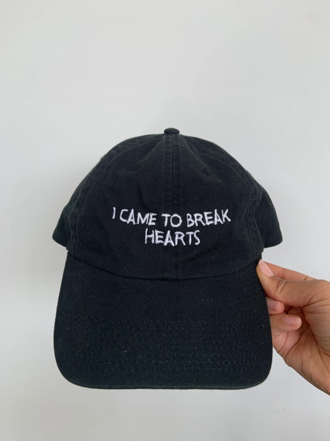 NASASEASONS Black Baseball Cap "I CAME TO BREAK HEARTS"