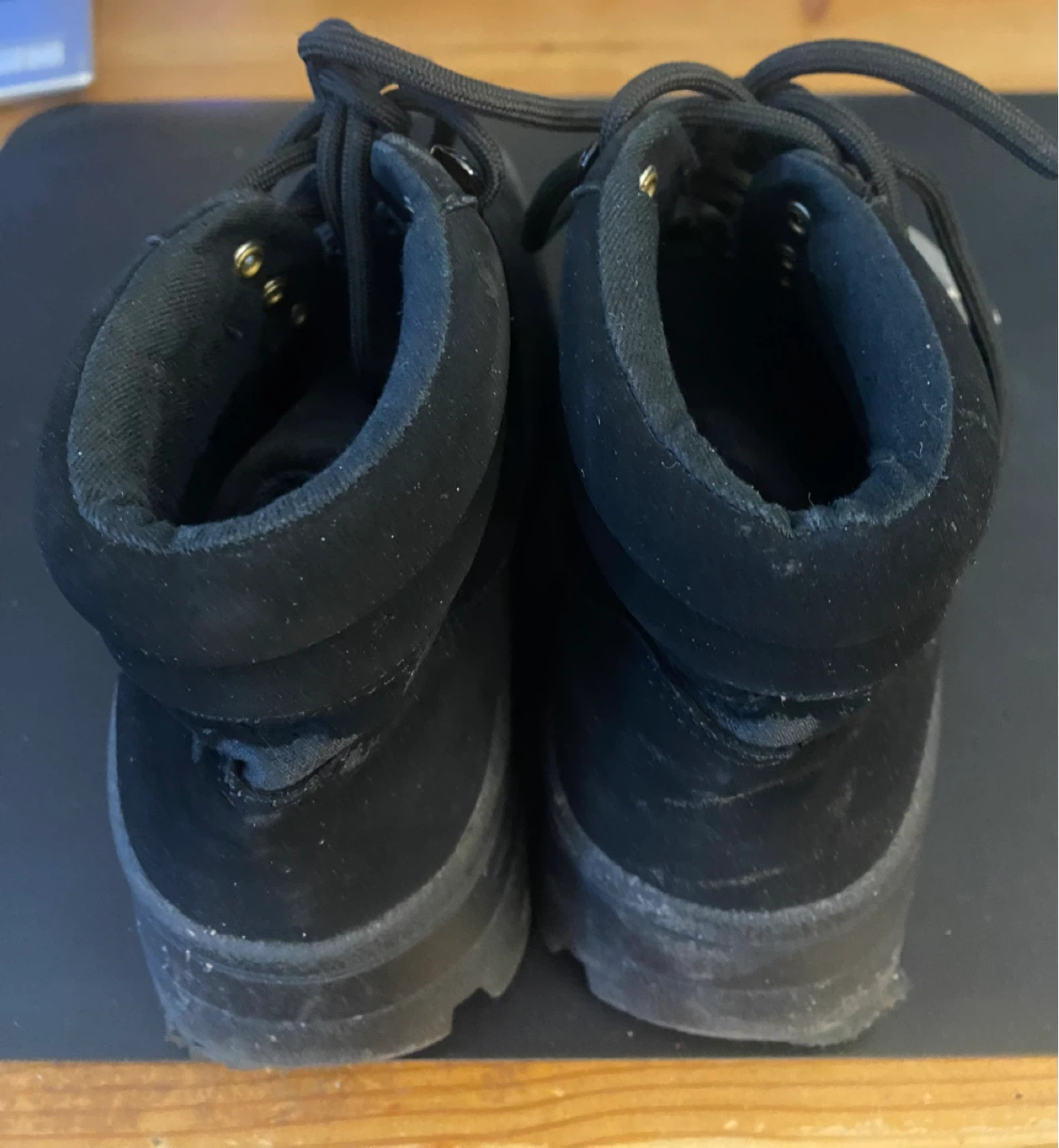 Black Suede Lace-Up Boots with Buckle Strap - photo 3