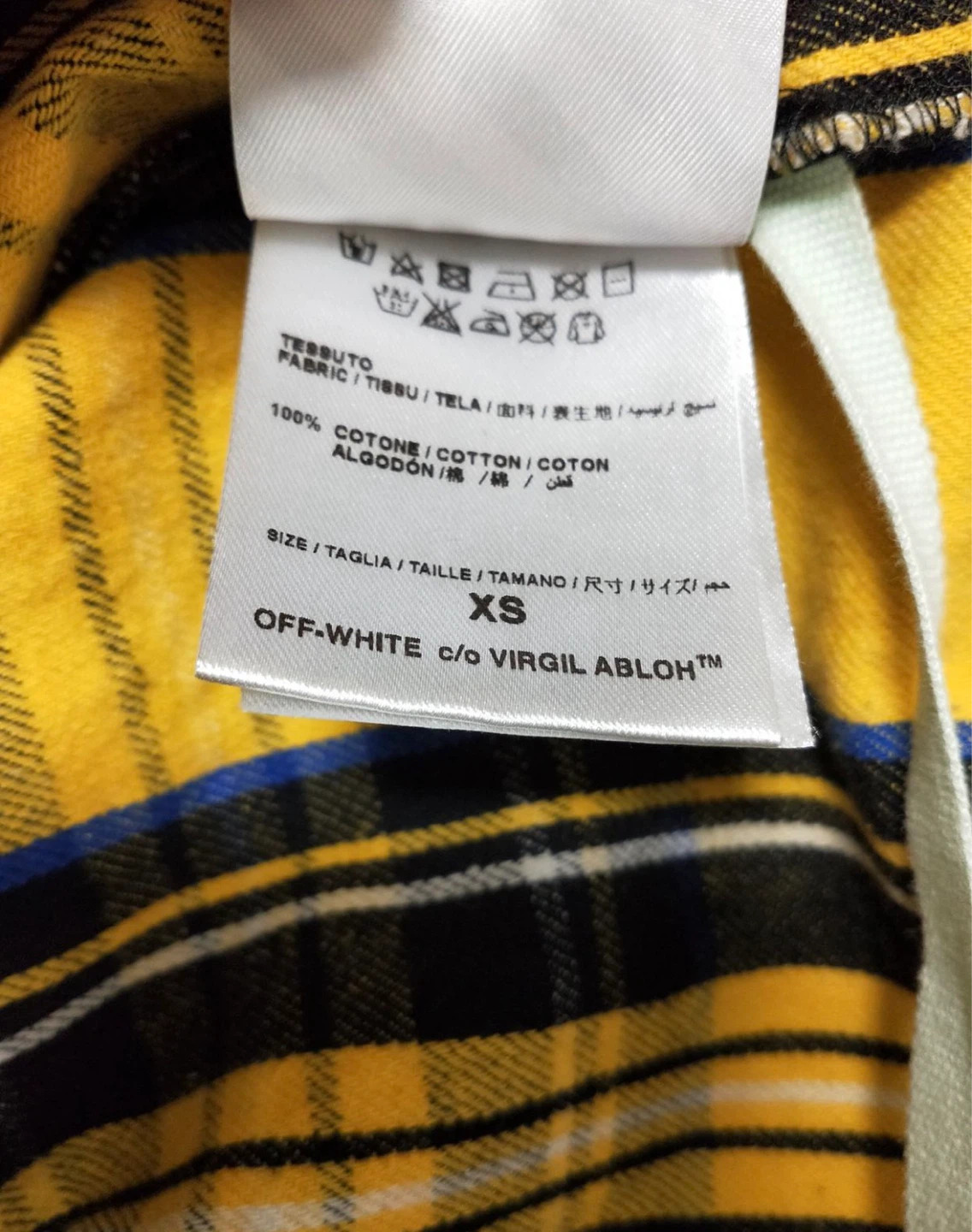 OFF-WHITE c/o VIRGIL ABLOH Yellow Plaid Flannel Shirt XS - photo 3