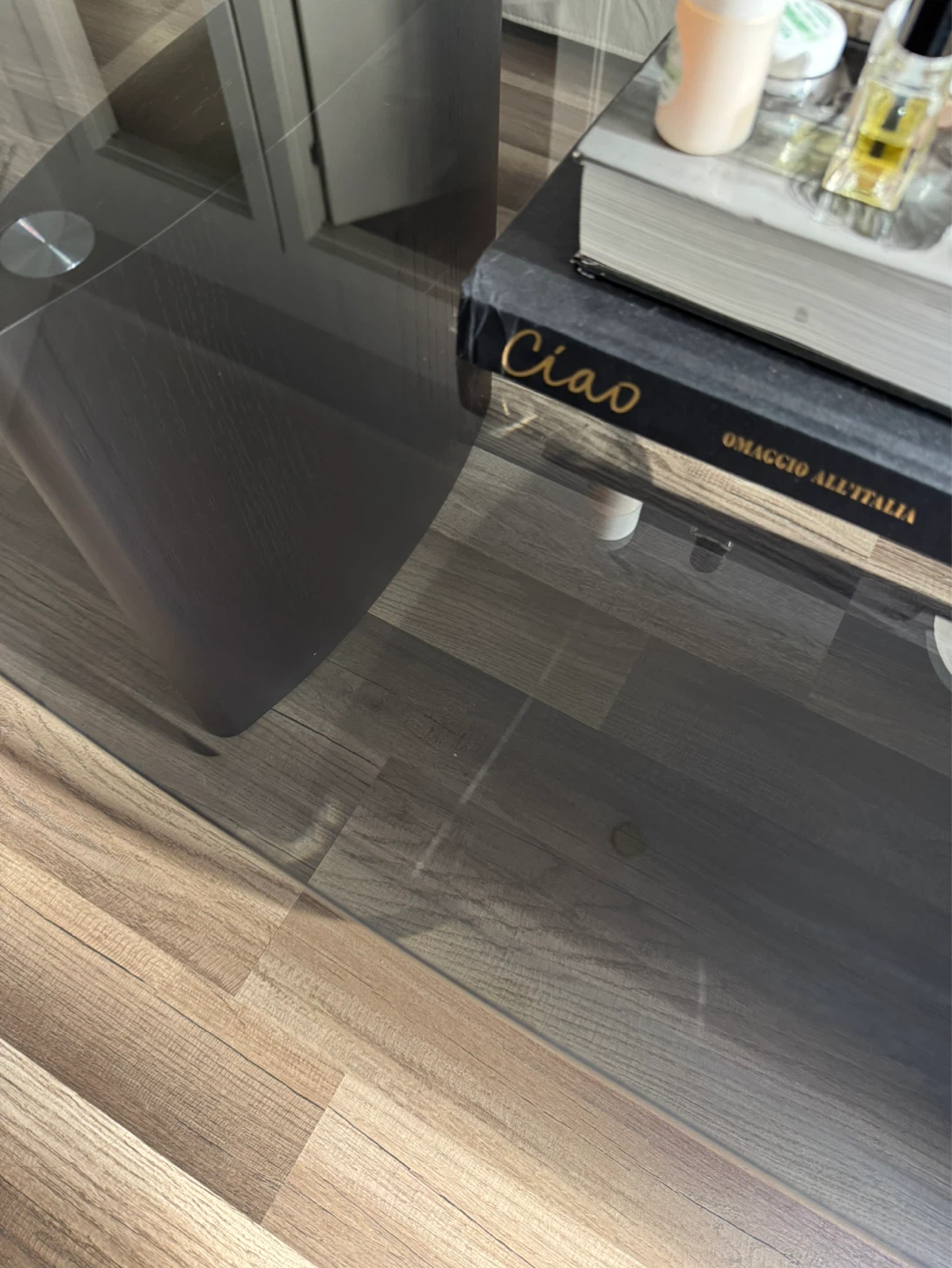 Modern Glass Coffee Table with Wood Base - photo 4