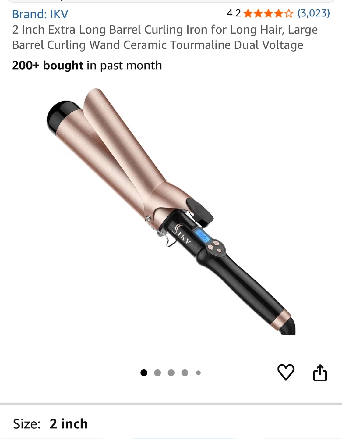 IKOV 2 Inch Extra Long Barrel Curling Iron