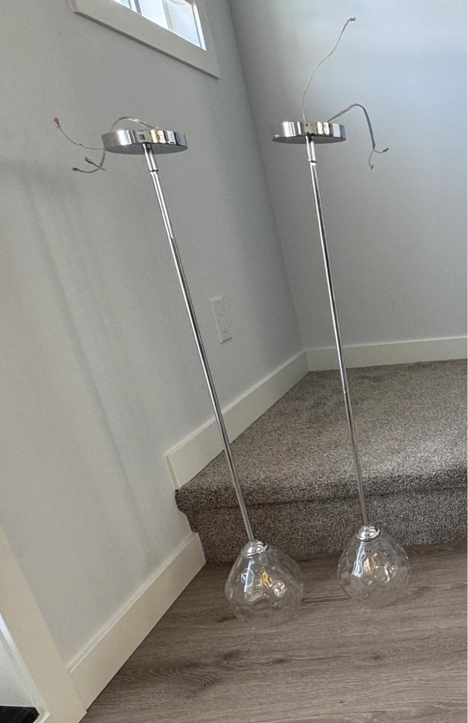 Set of 2 Modern Pendant Lights with Clear Glass Shades