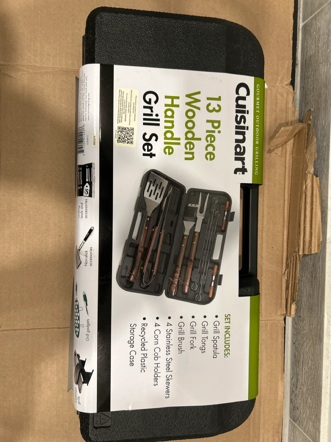 Cuisinart 13 Piece Wooden Handle Grill Set with Storage Case