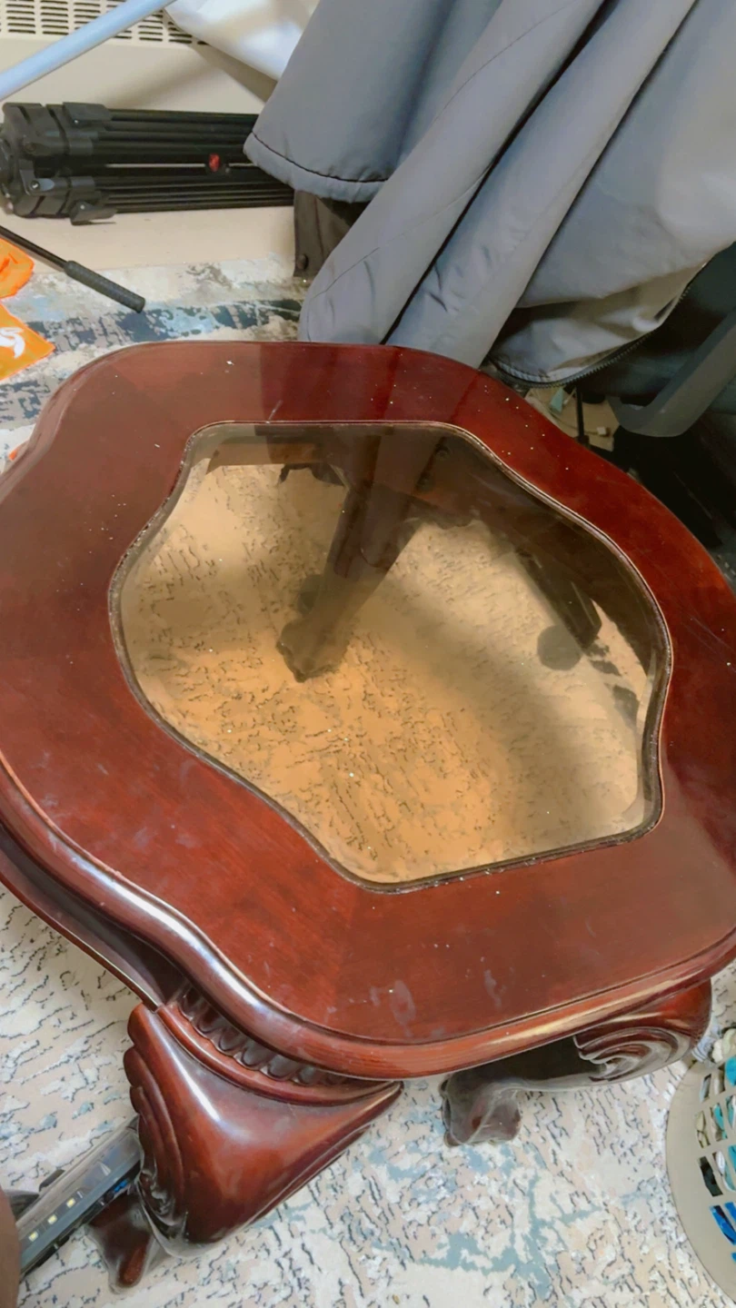 Wooden Coffee Table with Glass Top - photo 3
